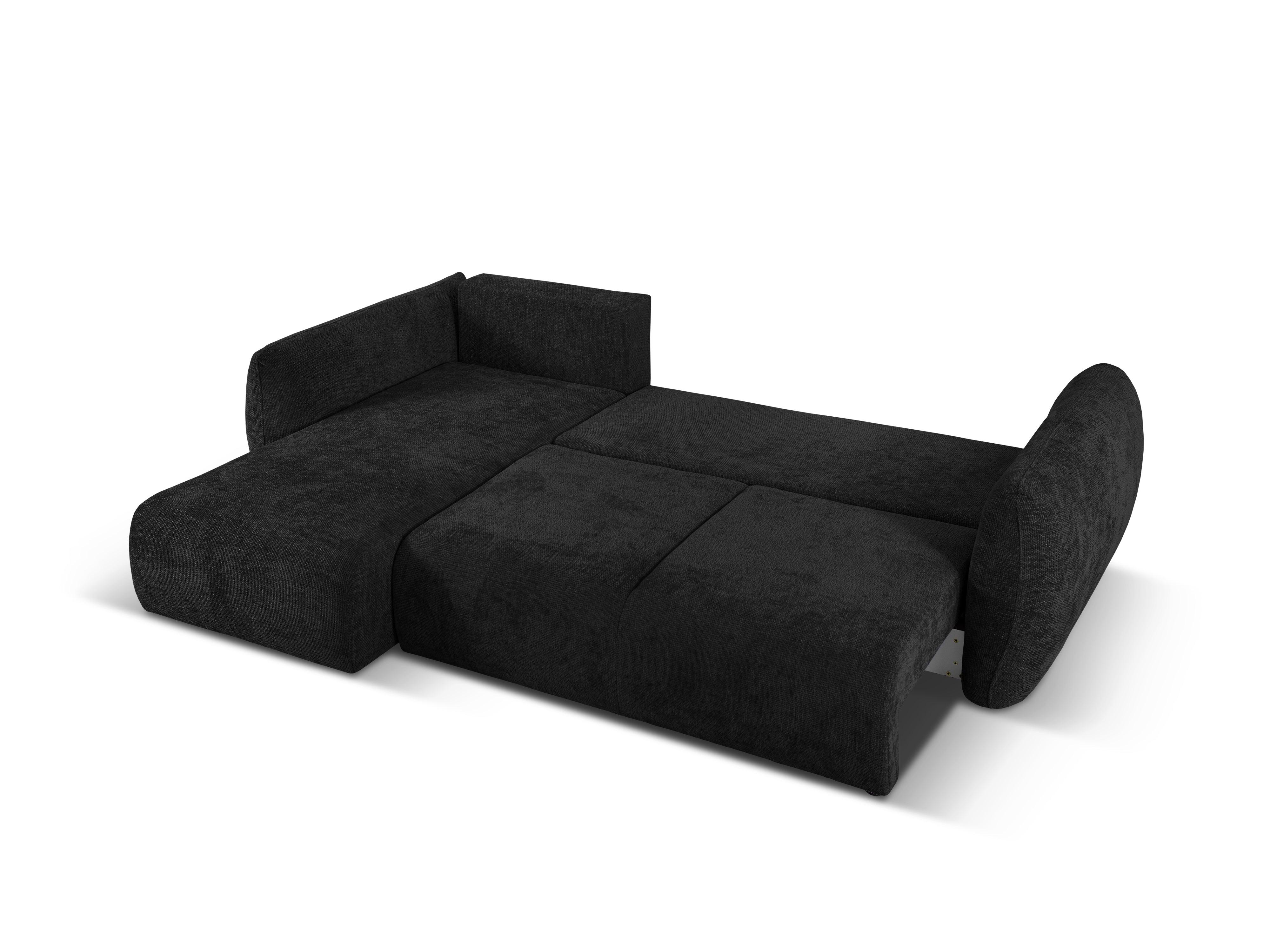 Narożnik lewostronny z funkcją spania MATERA czarny szenil Cosmopolitan Design Eye on Design