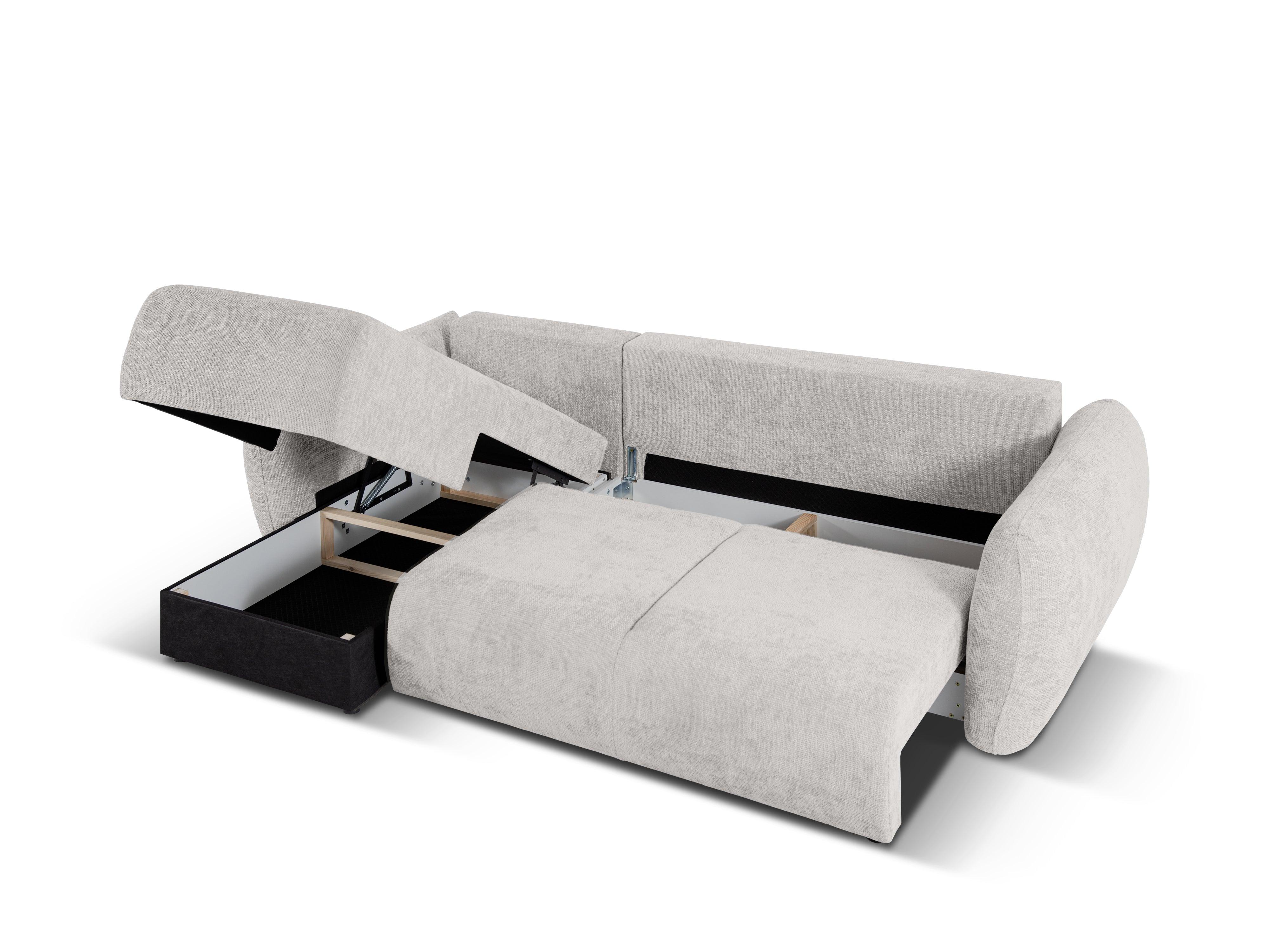 Narożnik lewostronny z funkcją spania MATERA jasnoszary szenil Cosmopolitan Design Eye on Design