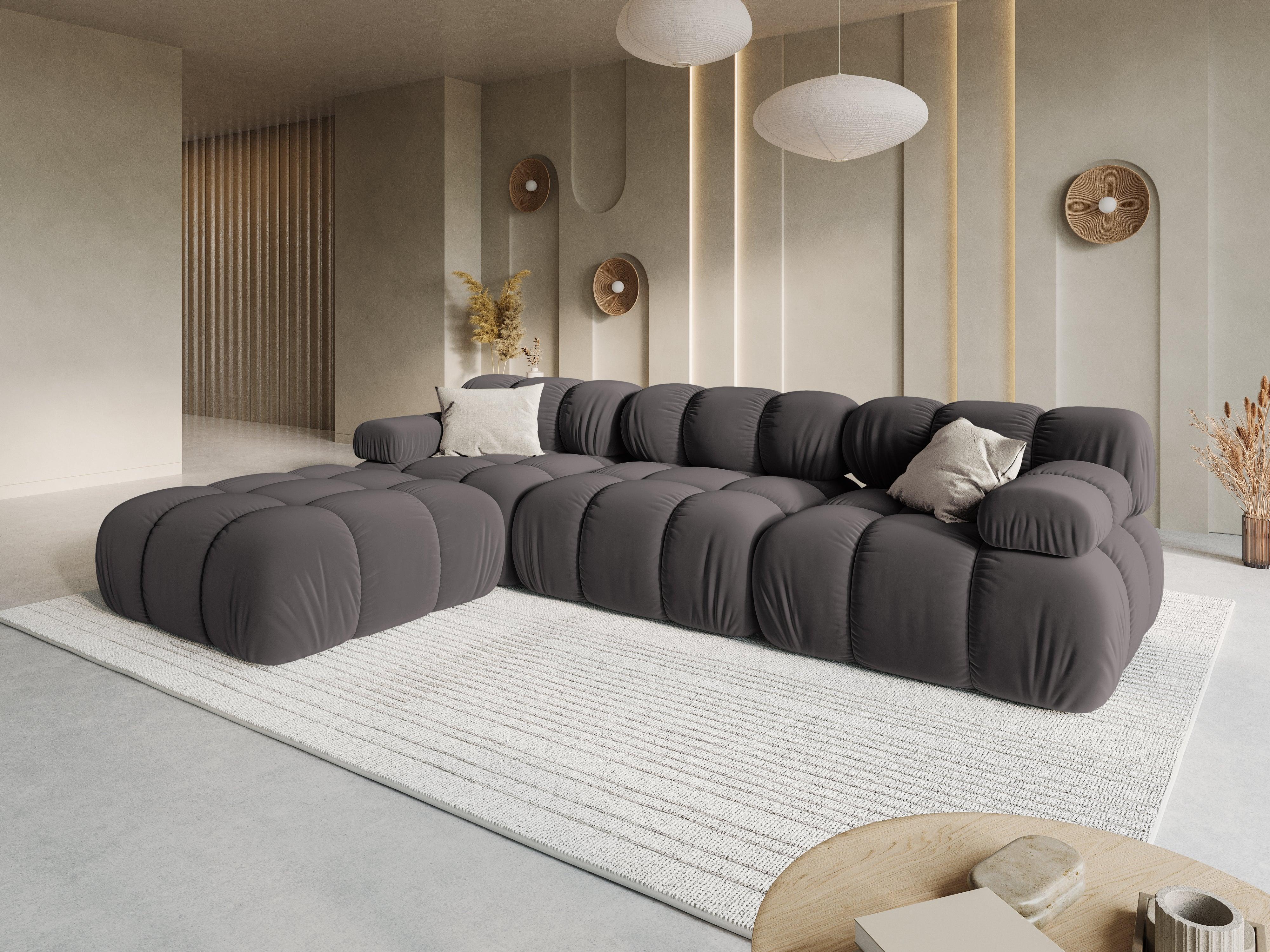 Narożnik modułowy aksamitny 4-osobowy TROPEA ciemnoszary Milo Casa Eye on Design