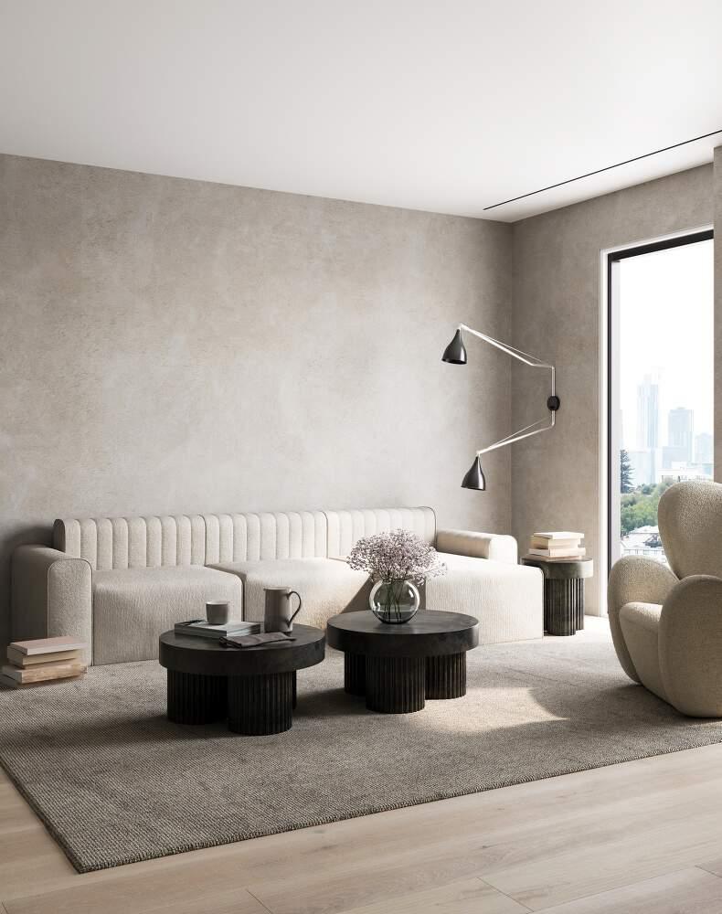 Narożnik modułowy lewostronny RIFF len beżowy NORR11 Eye on Design