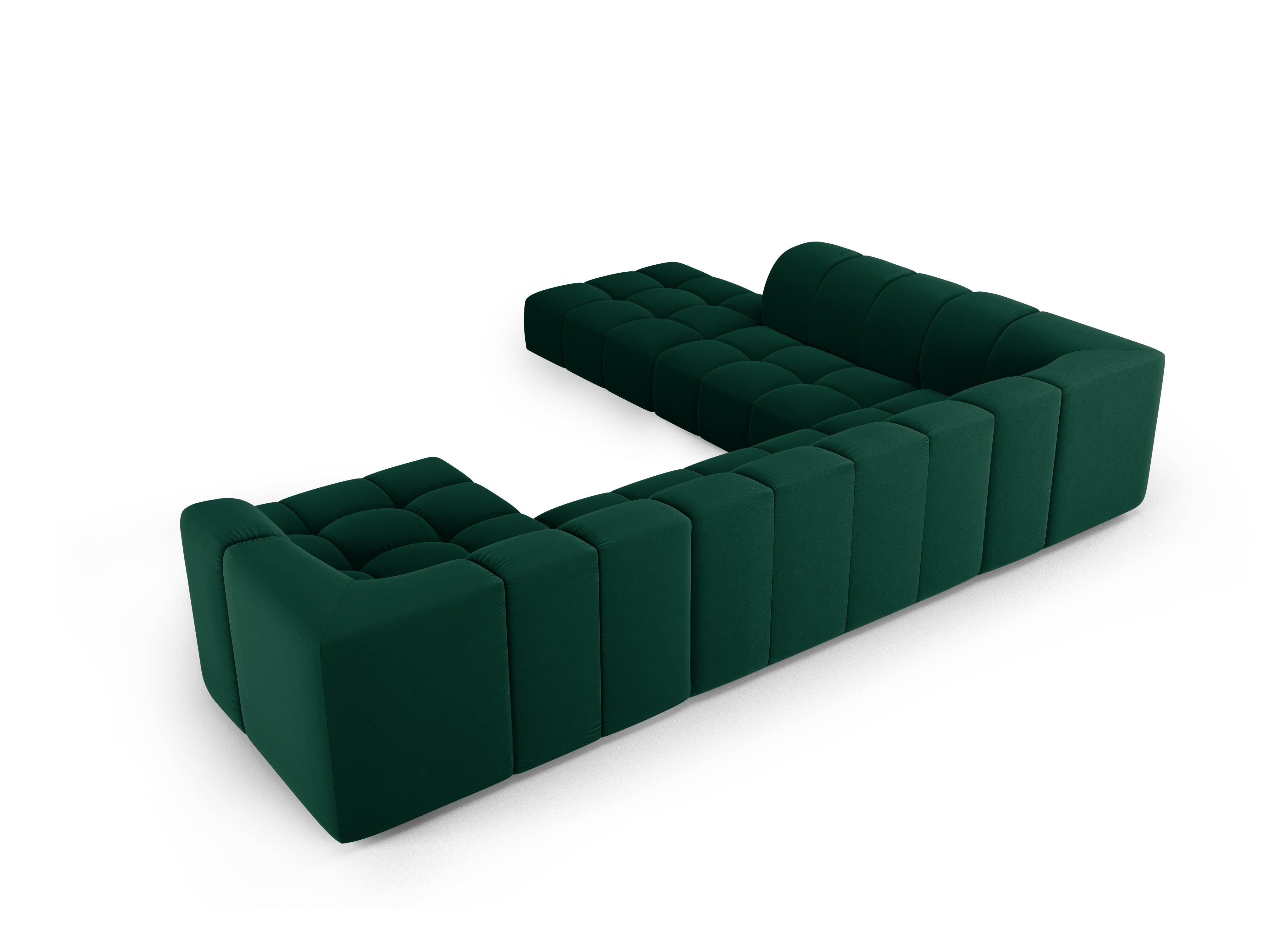 Narożnik panoramiczny aksamitny lewostronny FRANCESCA butelkowa zieleń Milo Casa Eye on Design