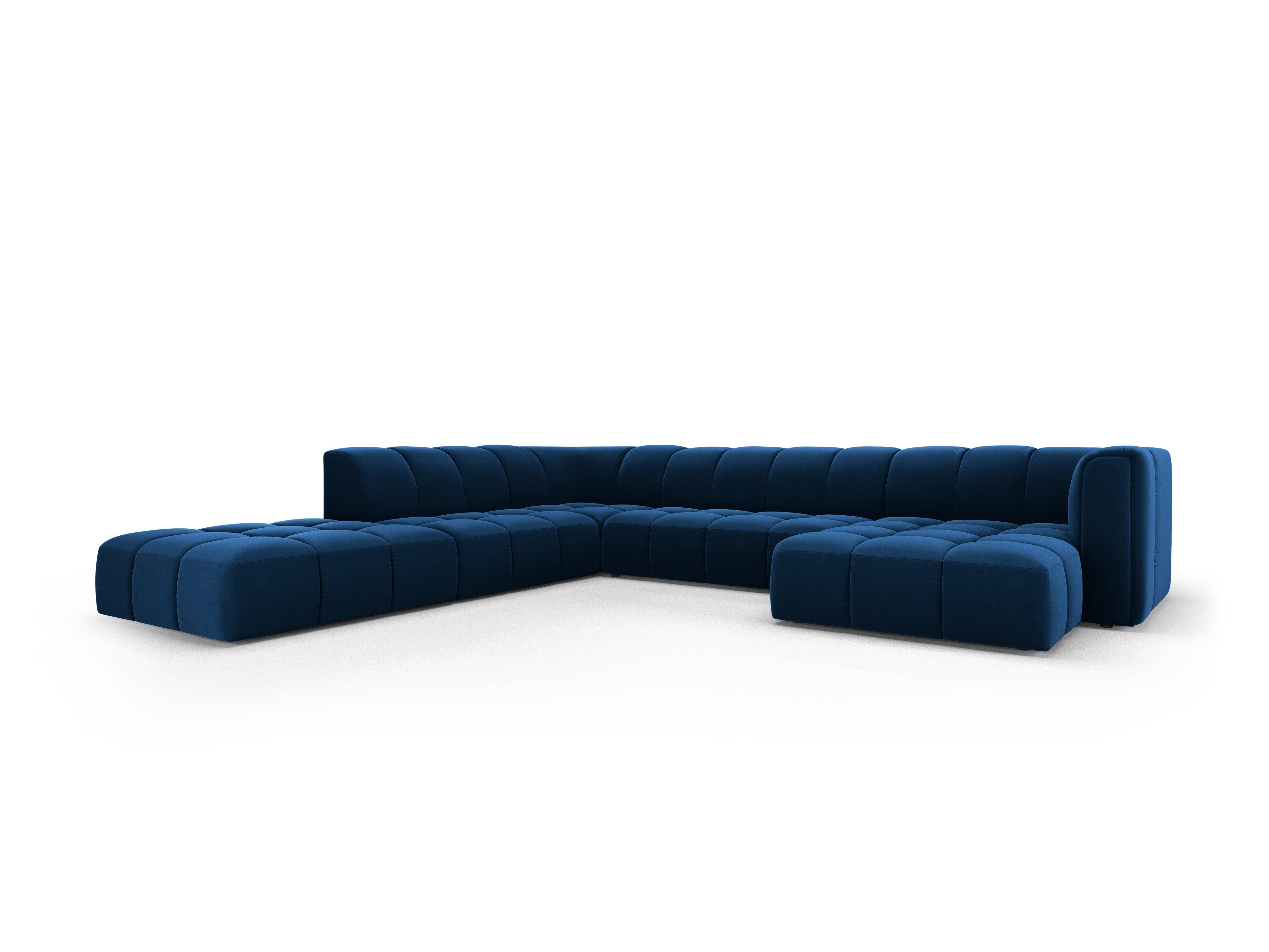 Narożnik panoramiczny aksamitny lewostronny FRANCESCA granat królewski Milo Casa Eye on Design
