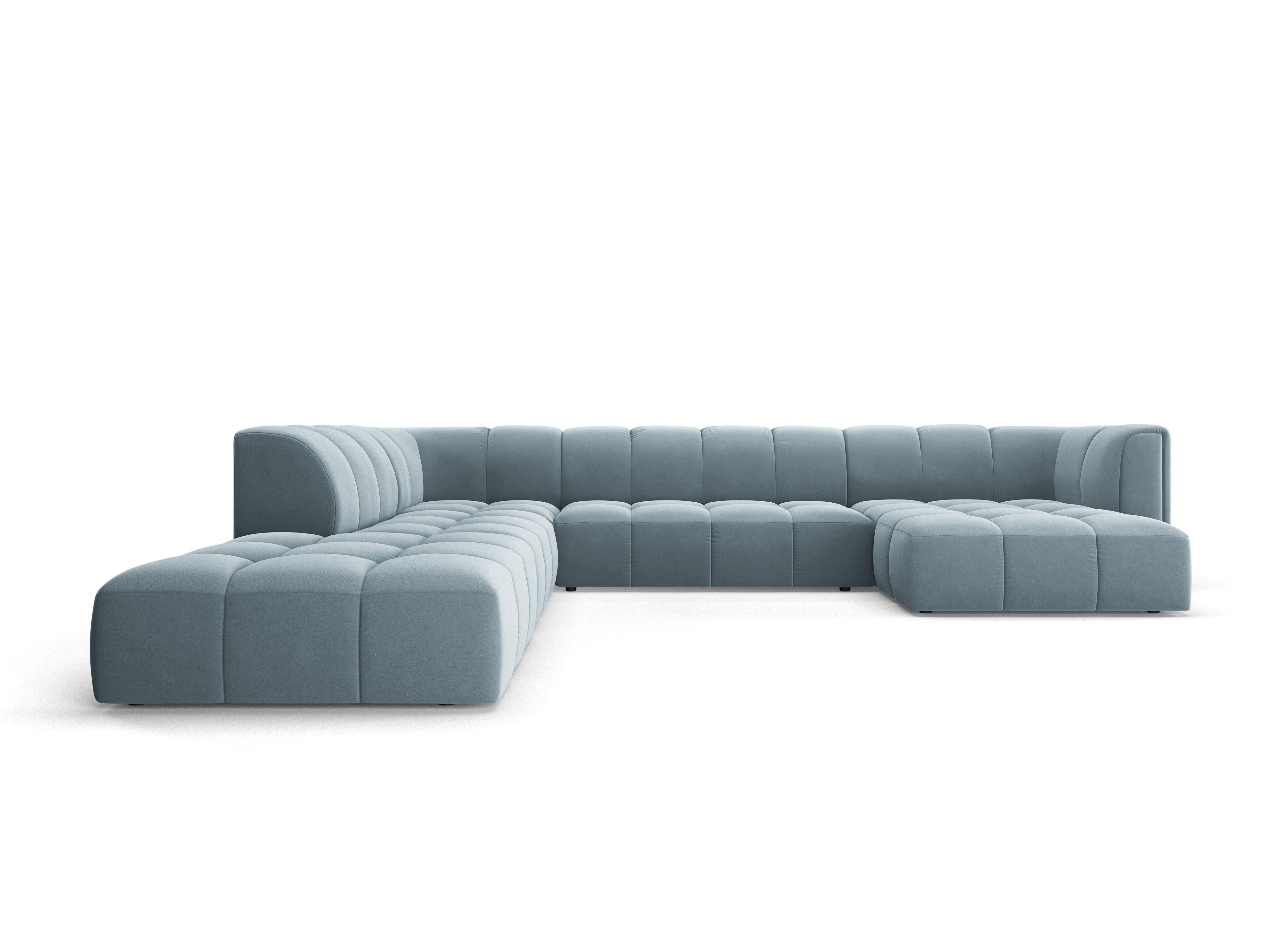 Narożnik panoramiczny aksamitny lewostronny FRANCESCA jasnoniebieski Milo Casa Eye on Design