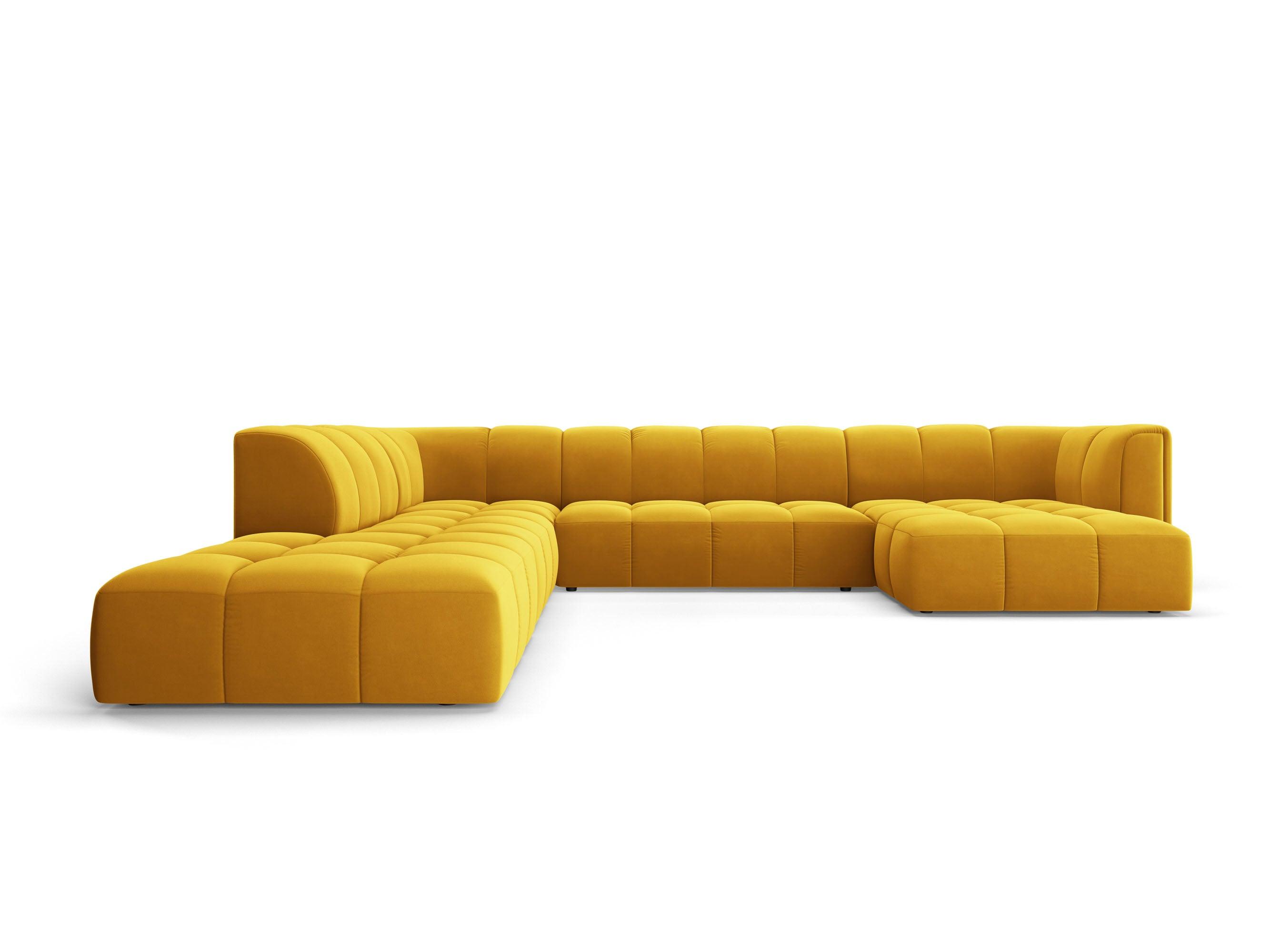 Narożnik panoramiczny aksamitny lewostronny FRANCESCA żółty Milo Casa Eye on Design