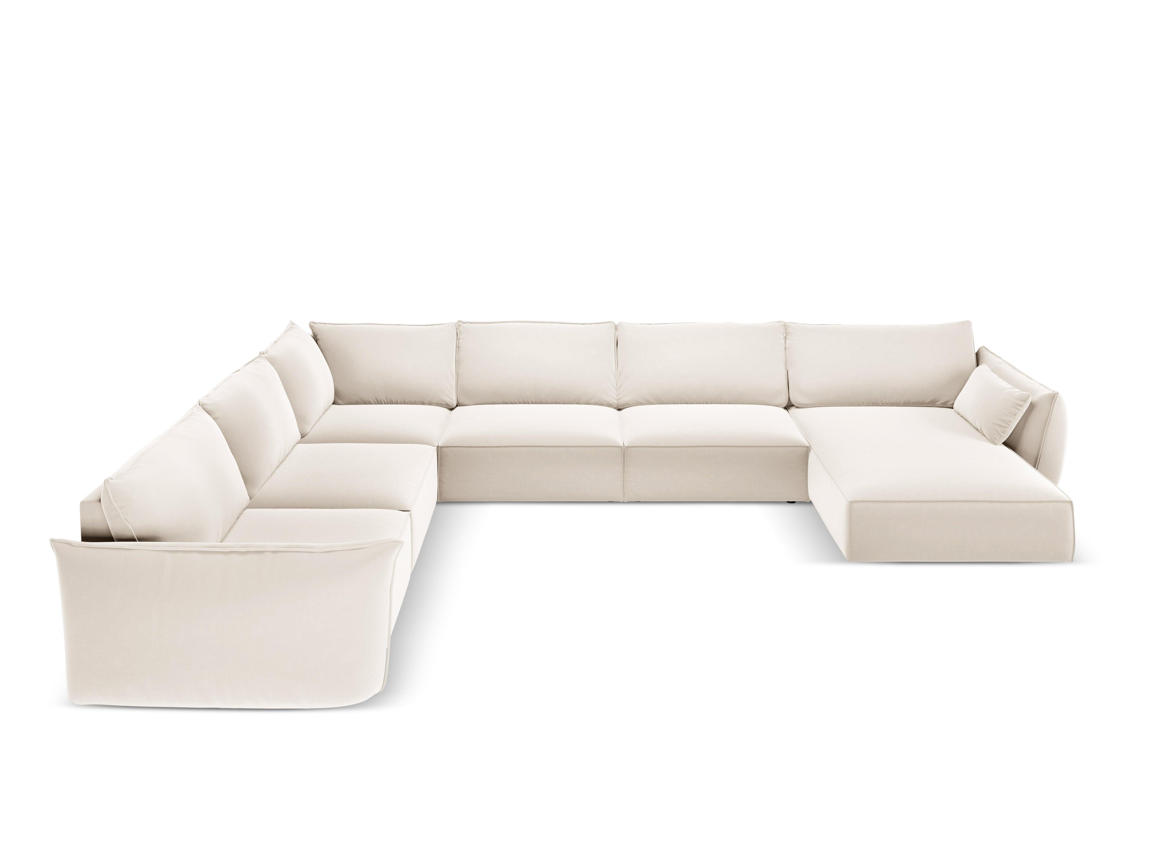 Narożnik panoramiczny aksamitny lewostronny VANDA beżowy Mazzini Sofas Eye on Design