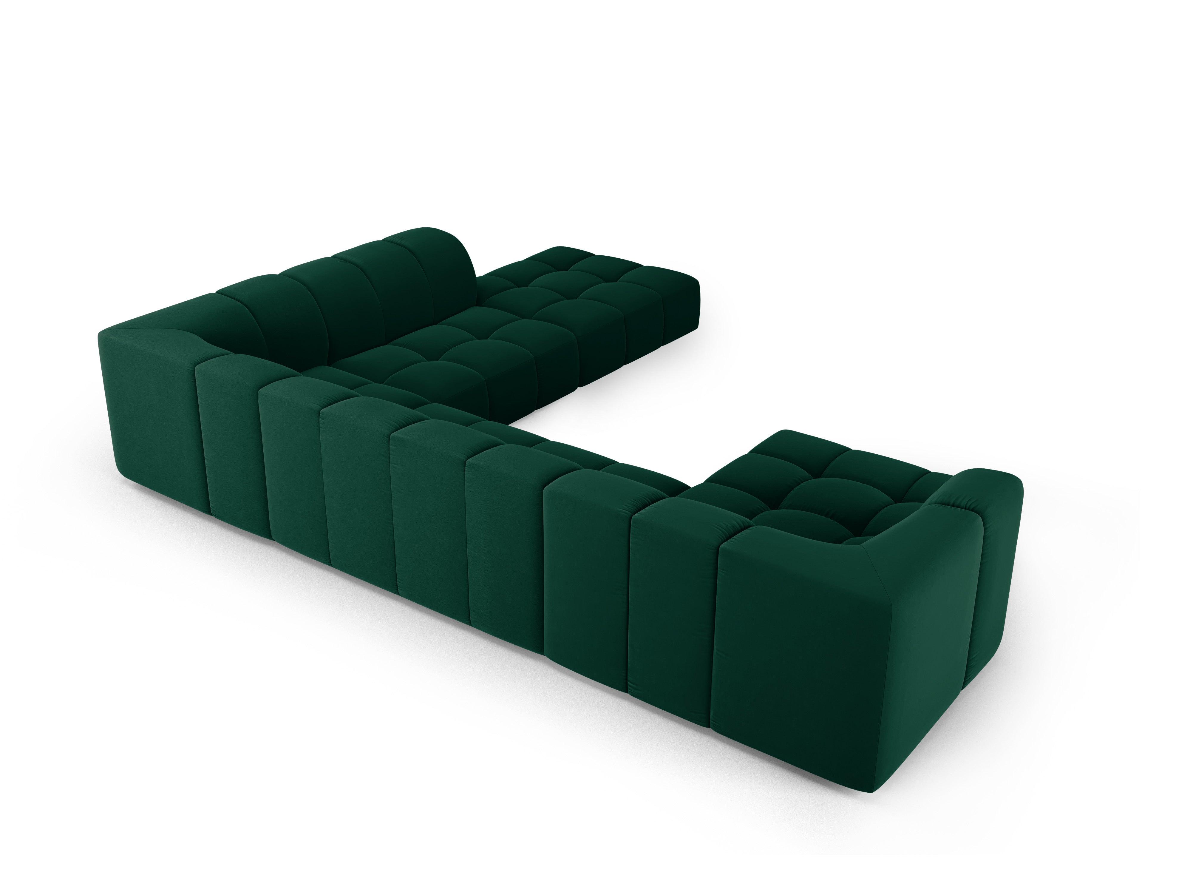 Narożnik panoramiczny aksamitny prawostronny FRANCESCA butelkowa zieleń Milo Casa Eye on Design