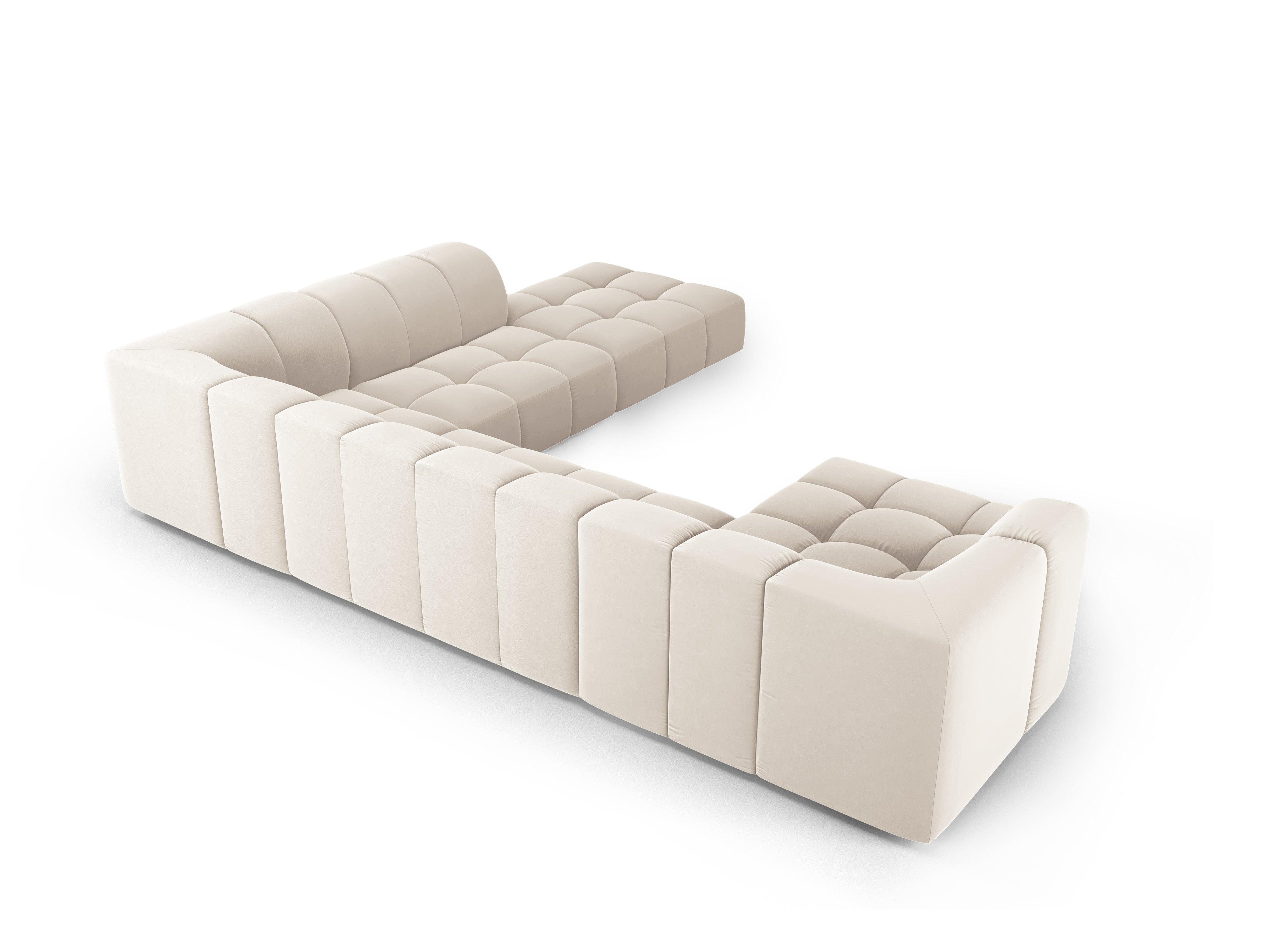 Narożnik panoramiczny aksamitny prawostronny FRANCESCA jasnobeżowy Milo Casa Eye on Design