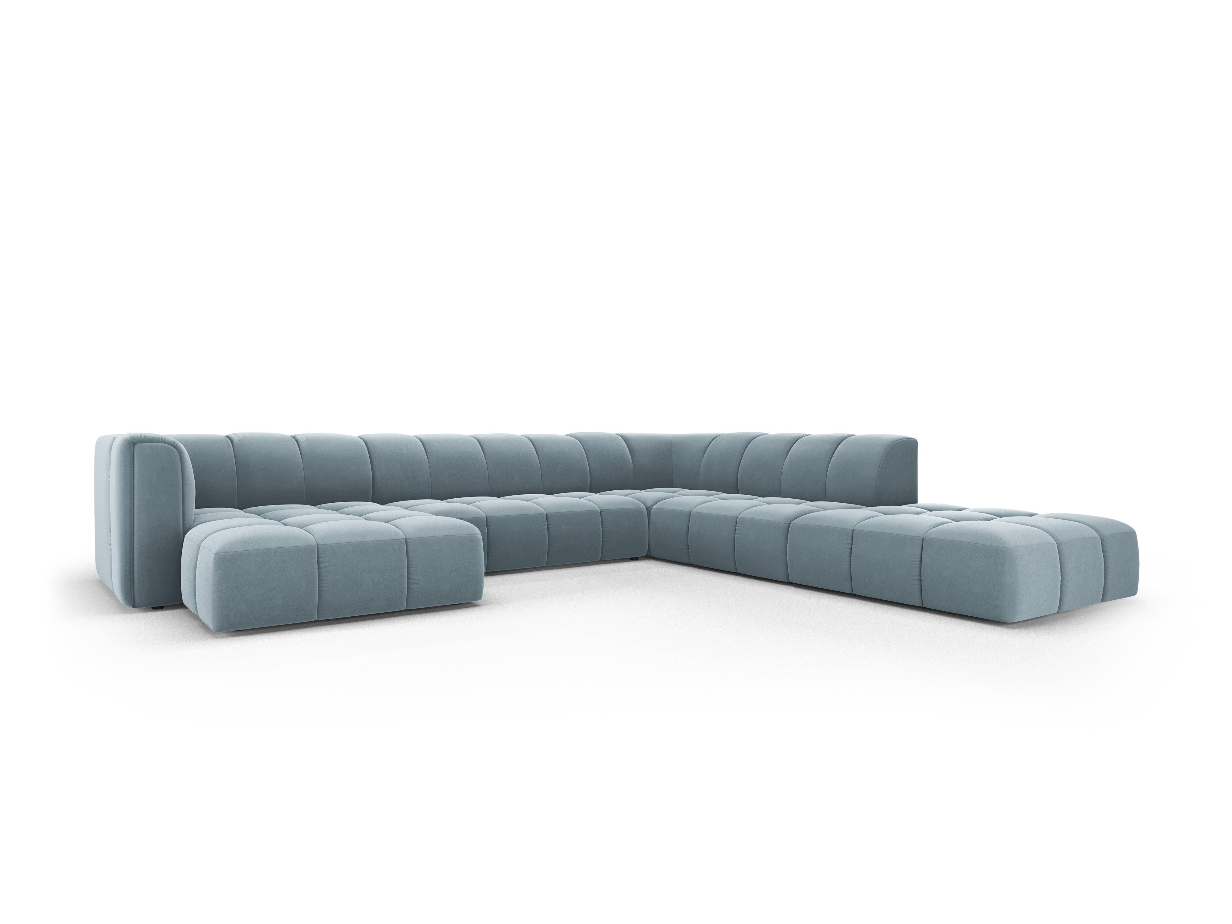 Narożnik panoramiczny aksamitny prawostronny FRANCESCA jasnoniebieski Milo Casa Eye on Design