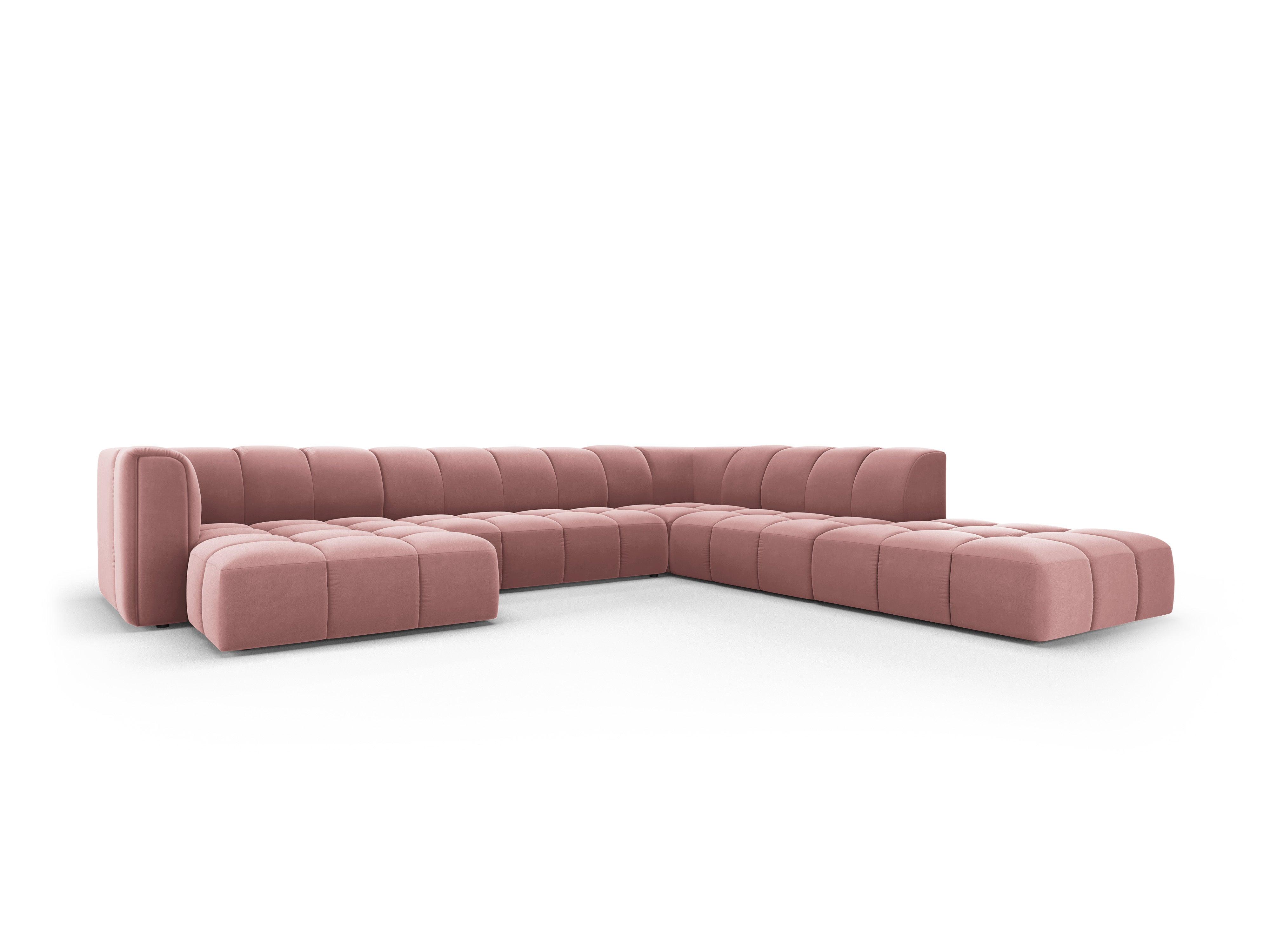 Narożnik panoramiczny aksamitny prawostronny FRANCESCA różowy Milo Casa Eye on Design