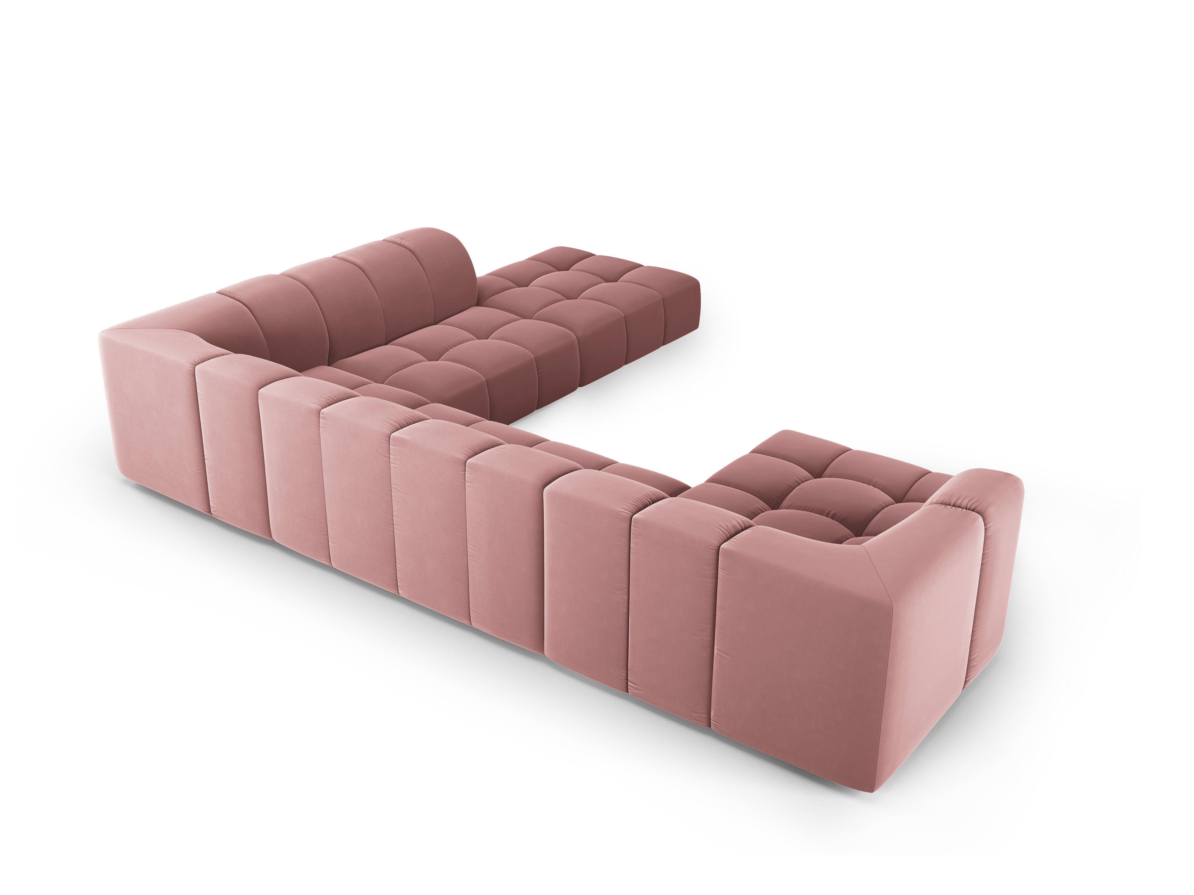 Narożnik panoramiczny aksamitny prawostronny FRANCESCA różowy Milo Casa Eye on Design