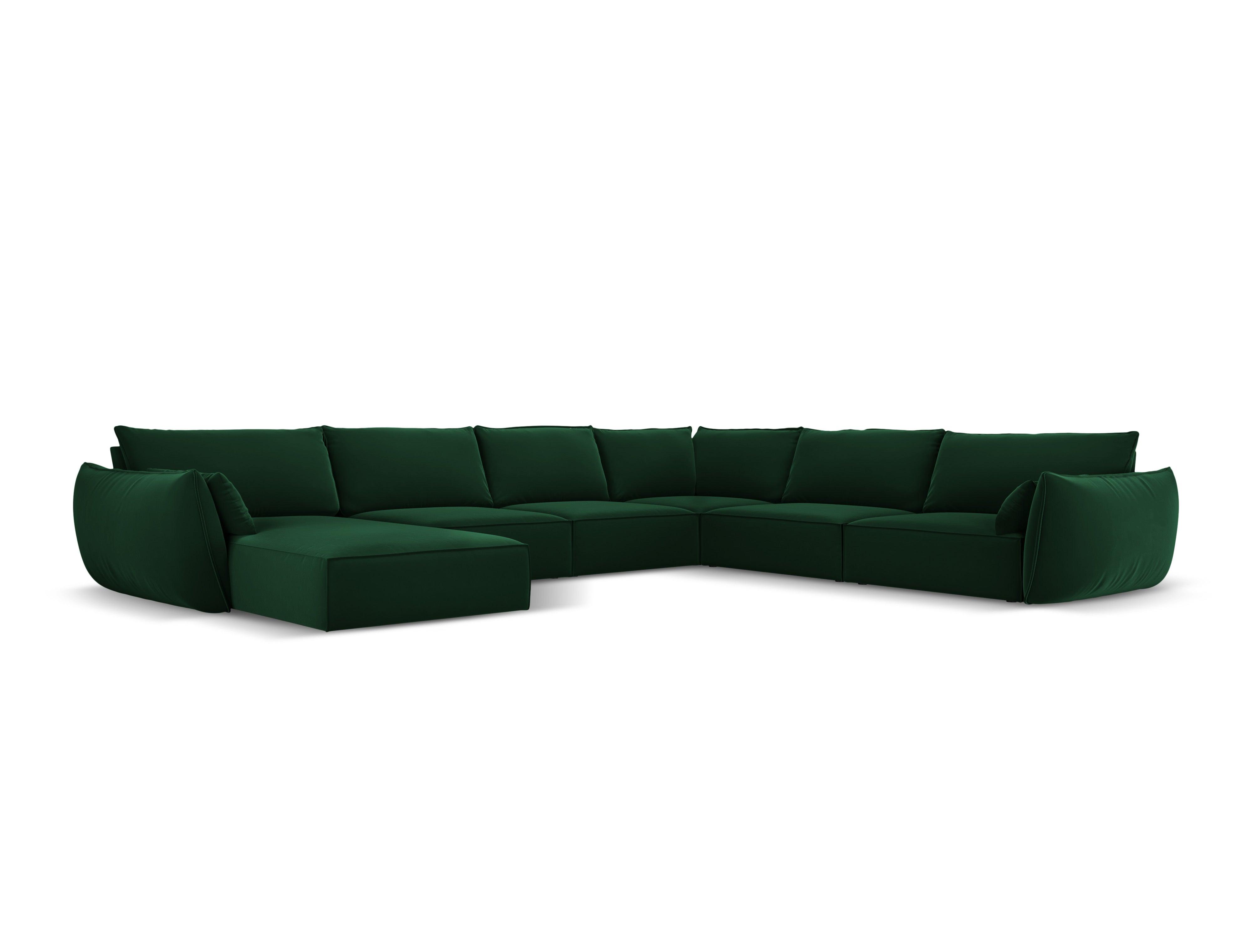 Narożnik panoramiczny aksamitny prawostronny VANDA butelkowa zieleń Mazzini Sofas Eye on Design