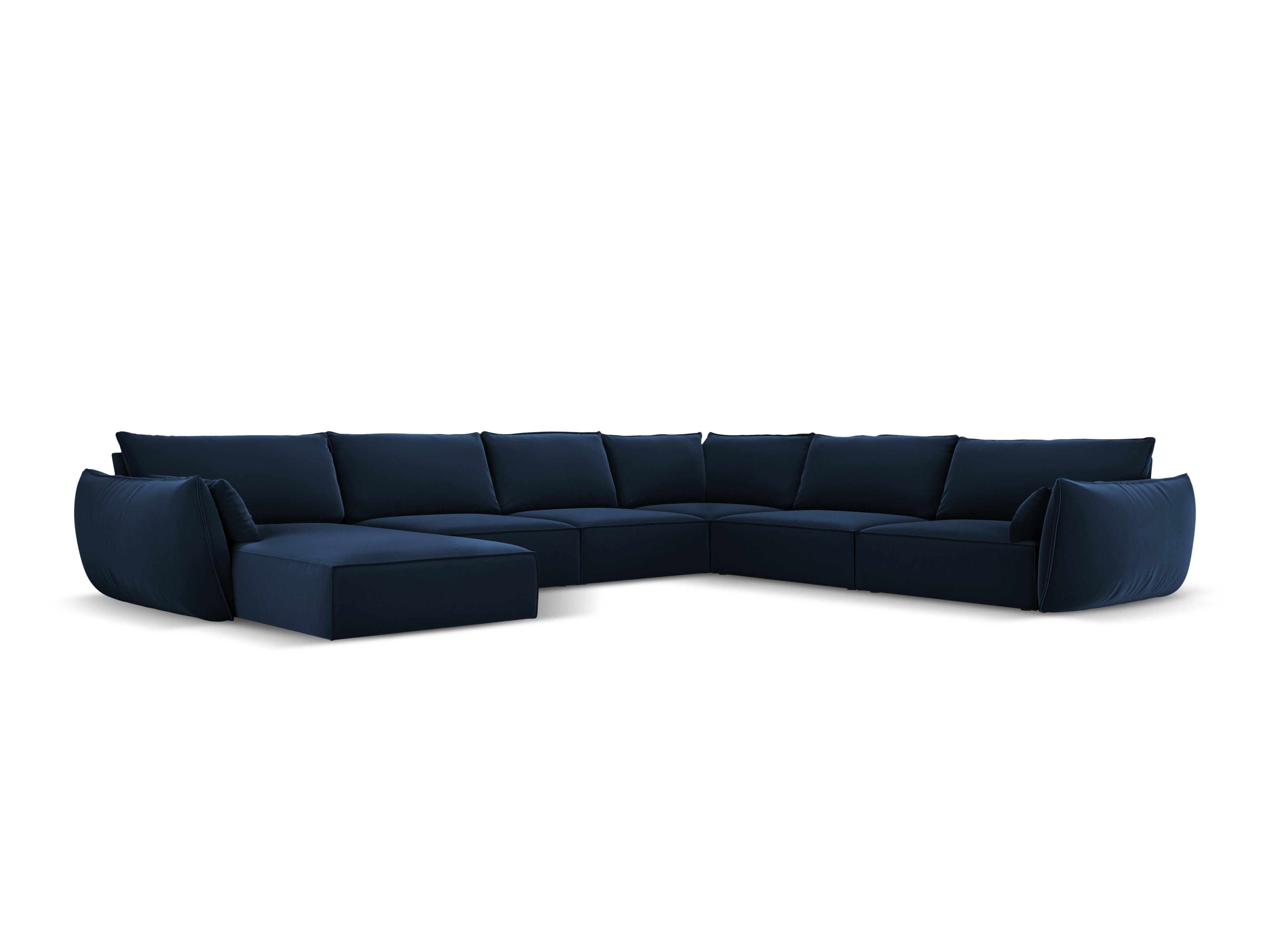 Narożnik panoramiczny aksamitny prawostronny VANDA granatowy Mazzini Sofas Eye on Design