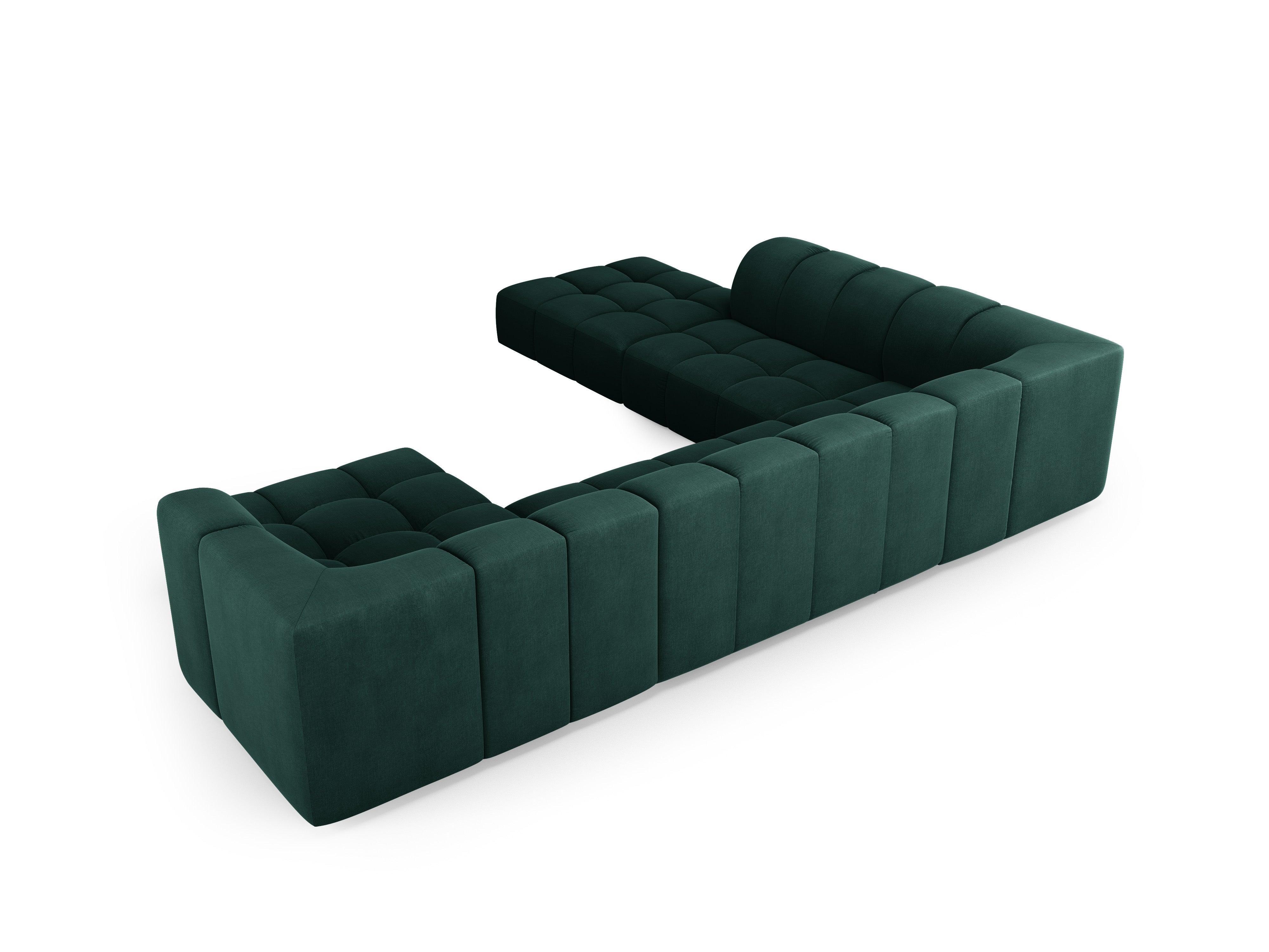 Narożnik panoramiczny lewostronny FRANCESCA butelkowa zieleń szenil Milo Casa Eye on Design