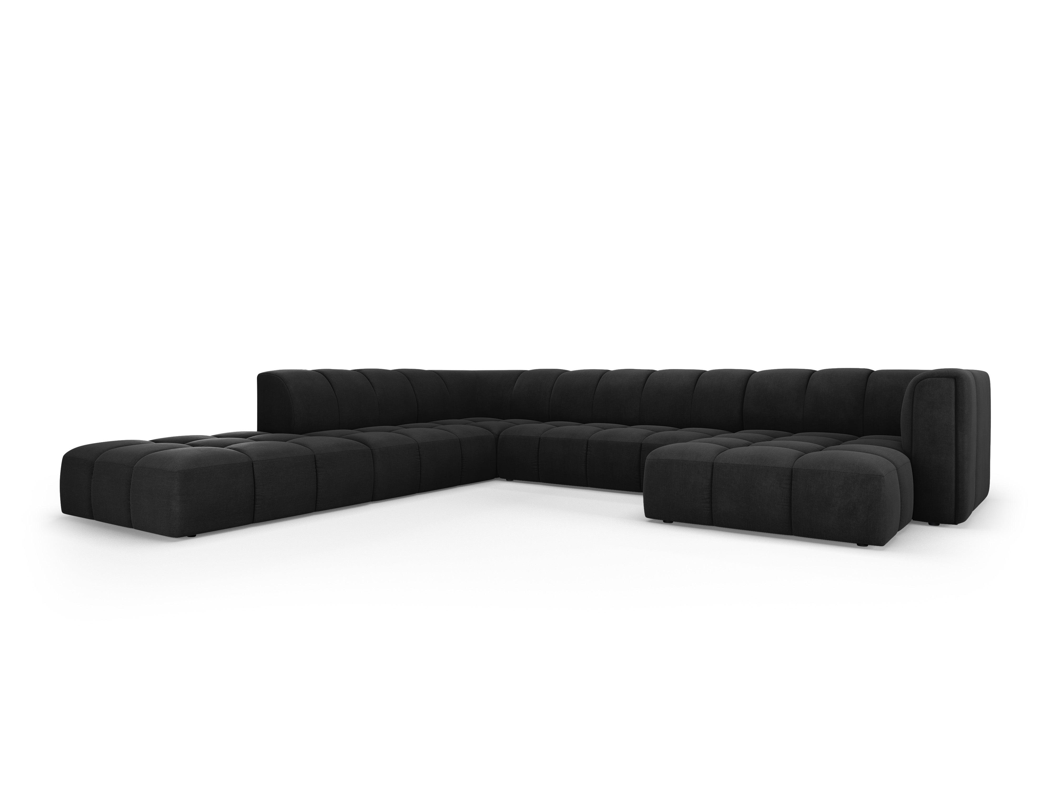 Narożnik panoramiczny lewostronny FRANCESCA czarny szenil Milo Casa Eye on Design