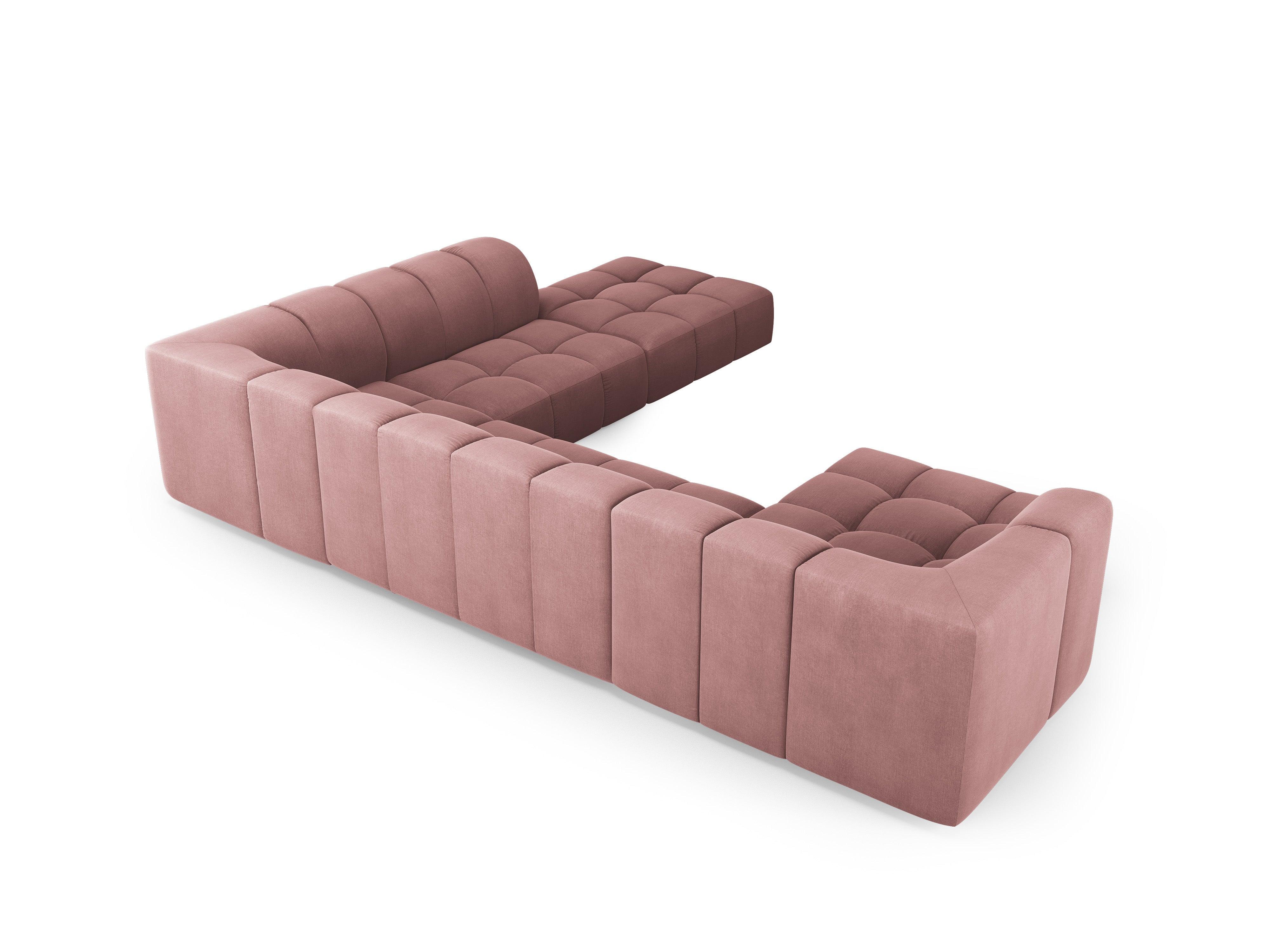 Narożnik panoramiczny prawostronny FRANCESCA różowy szenil Milo Casa Eye on Design