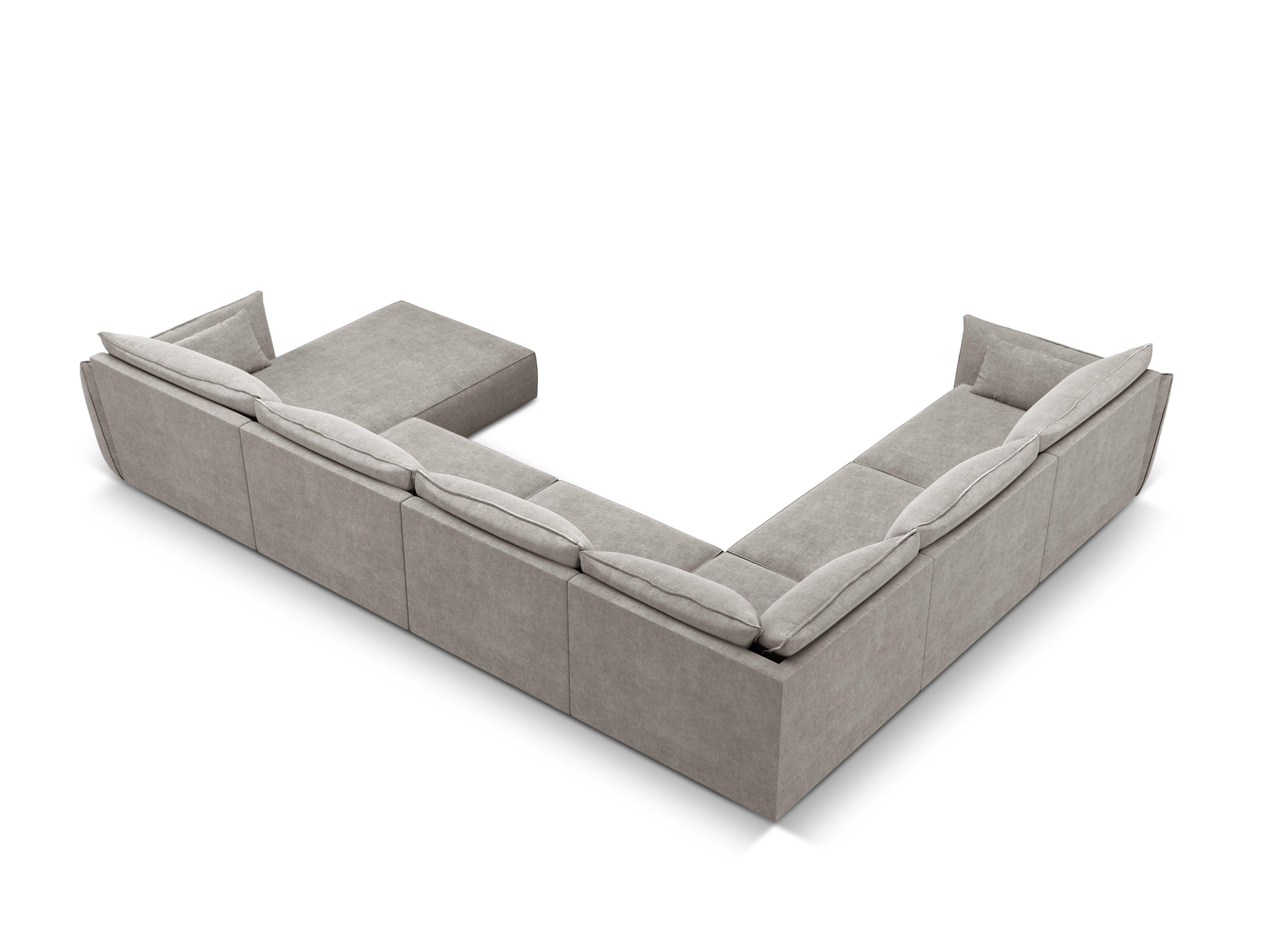 Narożnik panoramiczny w tkaninie szenilowej lewostronny VANDA jasnoszary Mazzini Sofas Eye on Design