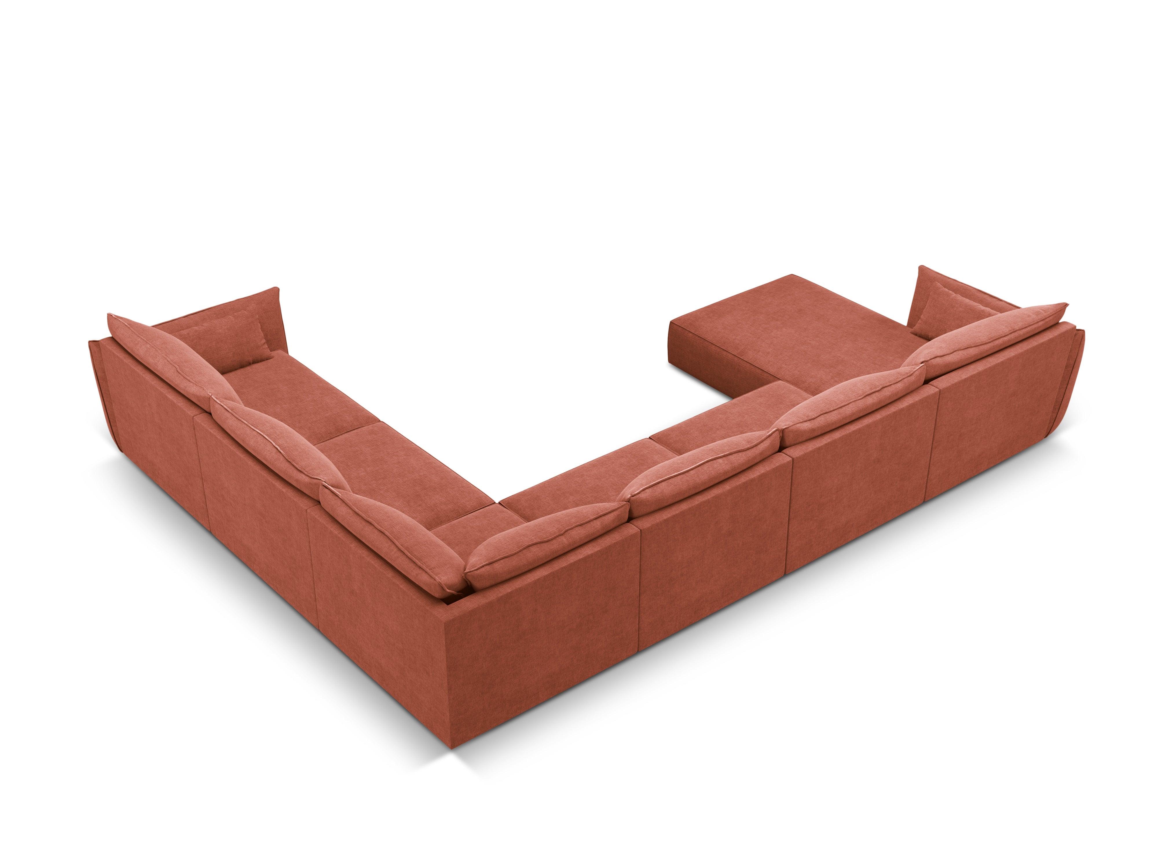 Narożnik panoramiczny w tkaninie szenilowej prawostronny VANDA terracotta Mazzini Sofas Eye on Design