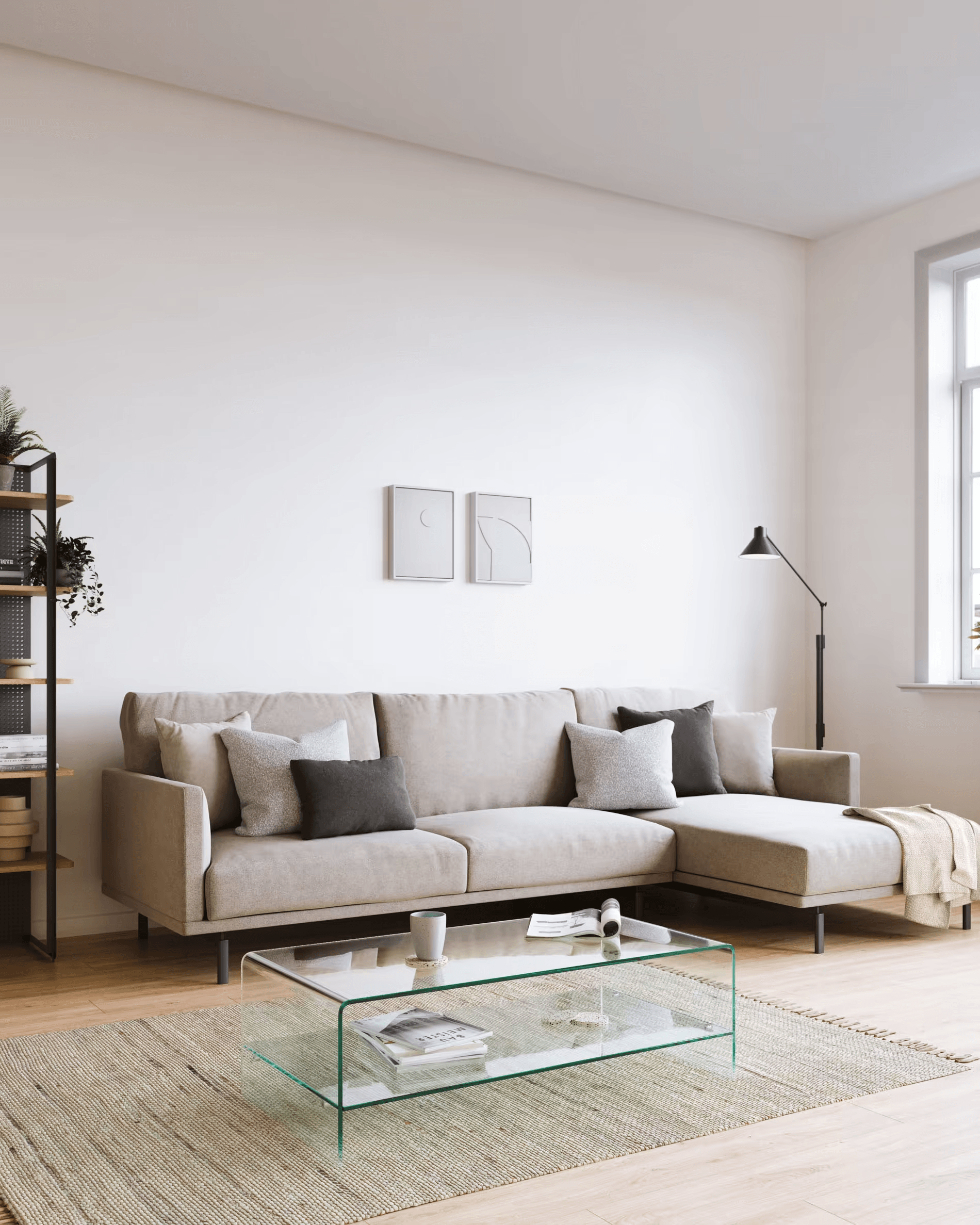 Narożnik prawostronny 4-osobowy GALENE beżowy La Forma Eye on Design