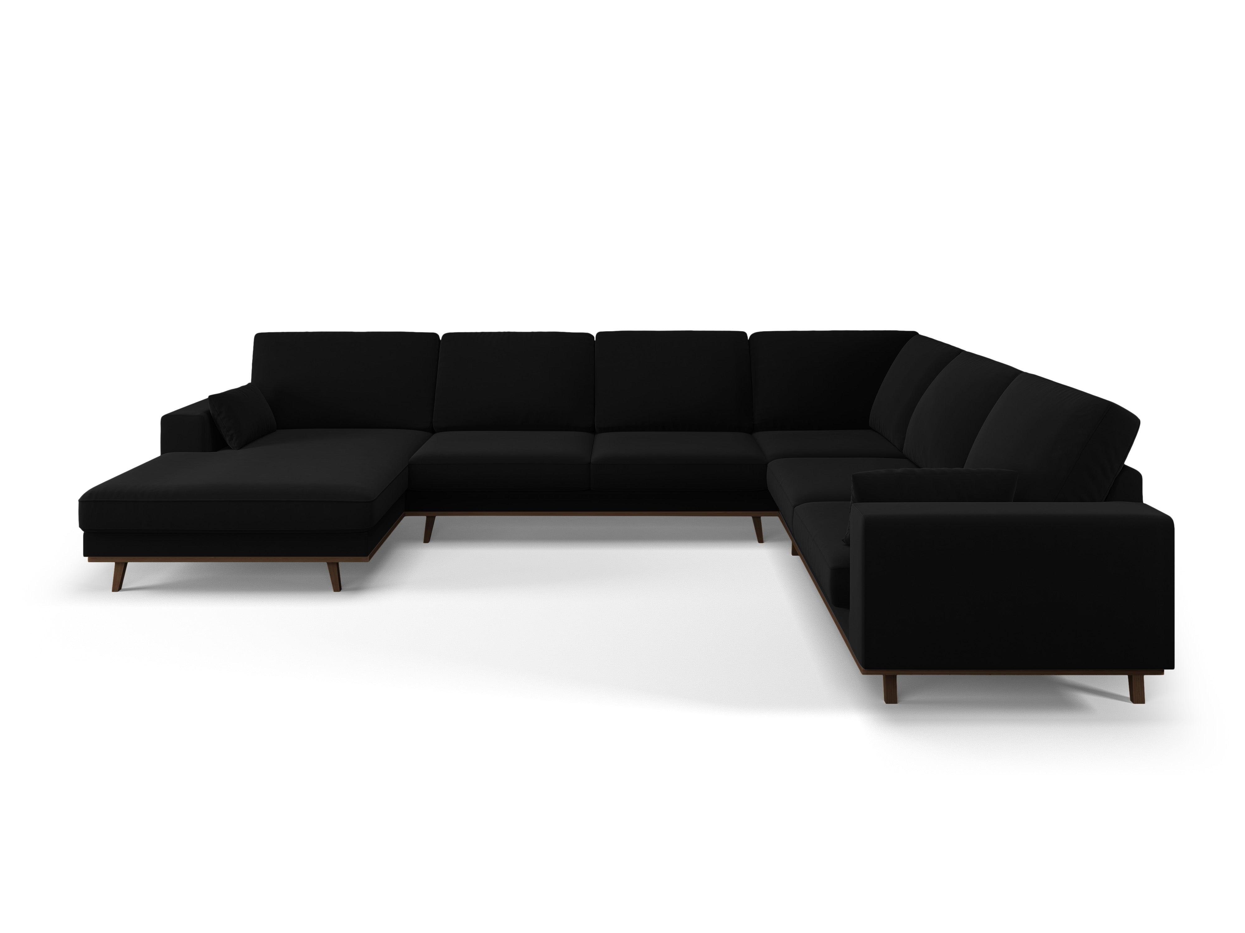 Narożnik prawostronny aksamitny panoramiczny HEBE czarny Mazzini Sofas Eye on Design