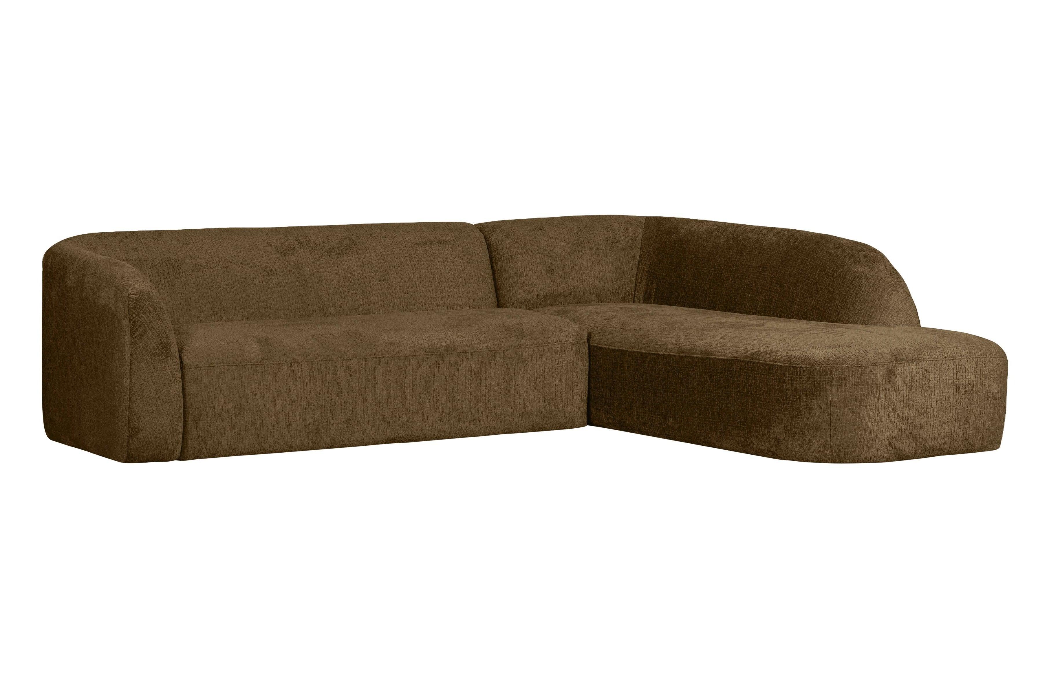 Narożnik prawostronny aksamitny SLOPING brązowy Be Pure Eye on Design