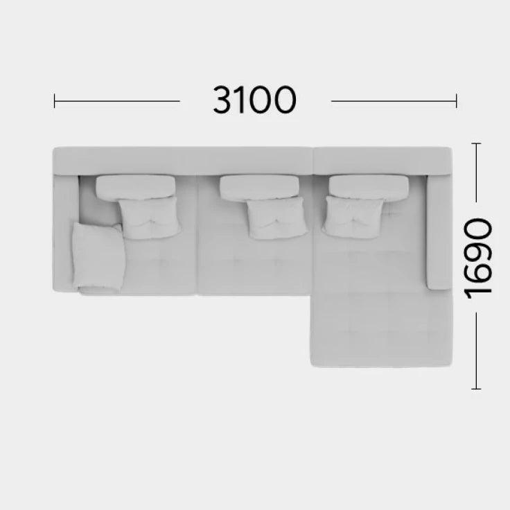 Narożnik prawostronny FLABBY Rosanero 310x169 cm Grupa 0 Eye on Design