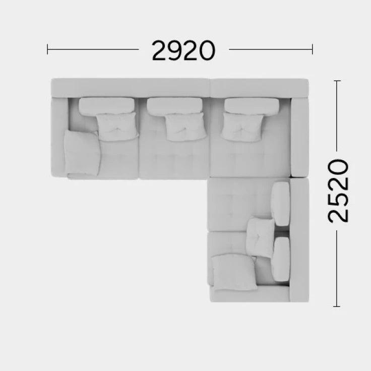 Narożnik prawostronny FLABBY Rosanero 292x252 cm Grupa 0 Eye on Design