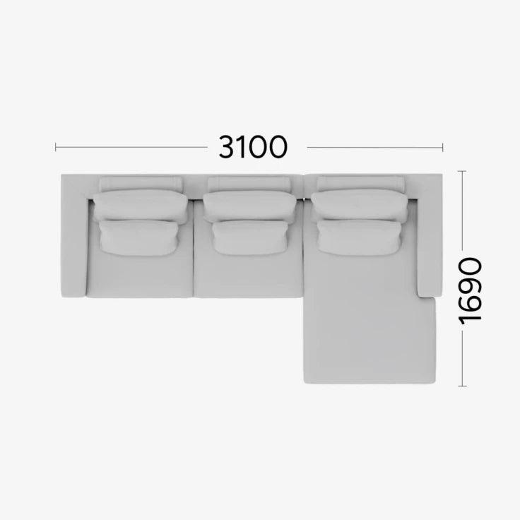 Narożnik prawostronny NOLA Rosanero 310x169 cm Grupa 0 Eye on Design