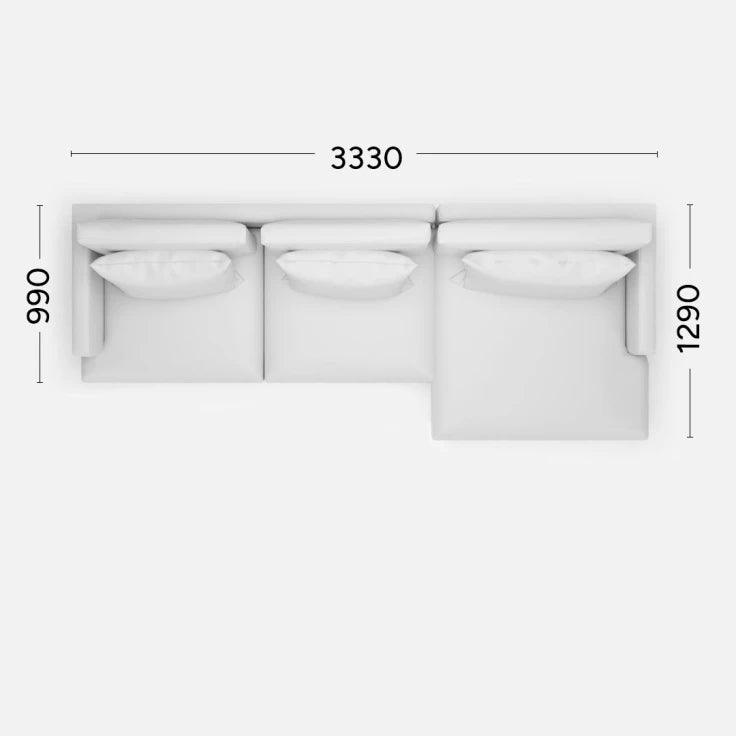 Narożnik prawostronny RIVIA Rosanero 333x129x99 cm Grupa 0 Eye on Design