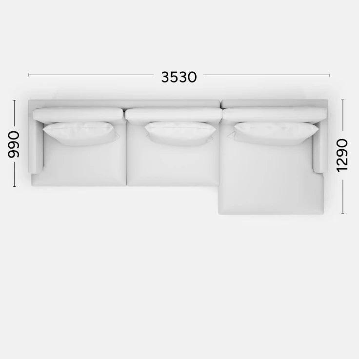 Narożnik prawostronny RIVIA Rosanero 353x129x99 cm Grupa 0 Eye on Design