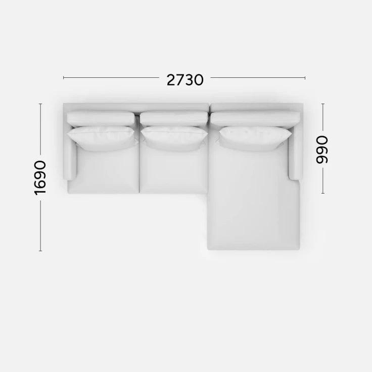 Narożnik prawostronny RIVIA Rosanero 273x169x99 cm Grupa 0 Eye on Design