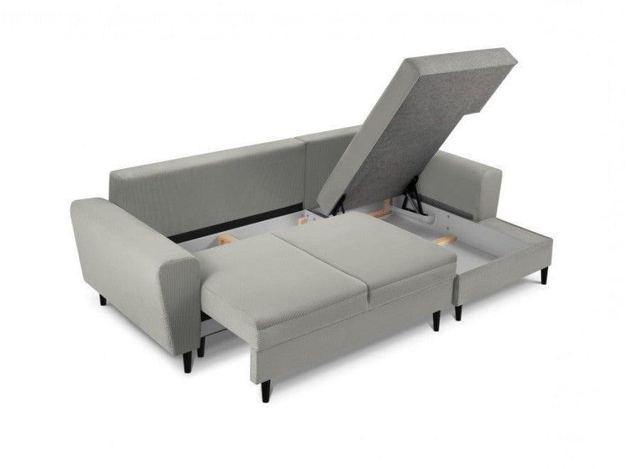 Narożnik prawostronny sztruksowy z funkcją spania KYOTO jasnoszary Cosmopolitan Design Eye on Design