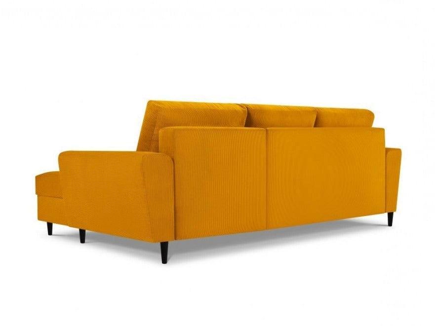 Narożnik prawostronny sztruksowy z funkcją spania KYOTO żółty Cosmopolitan Design Eye on Design