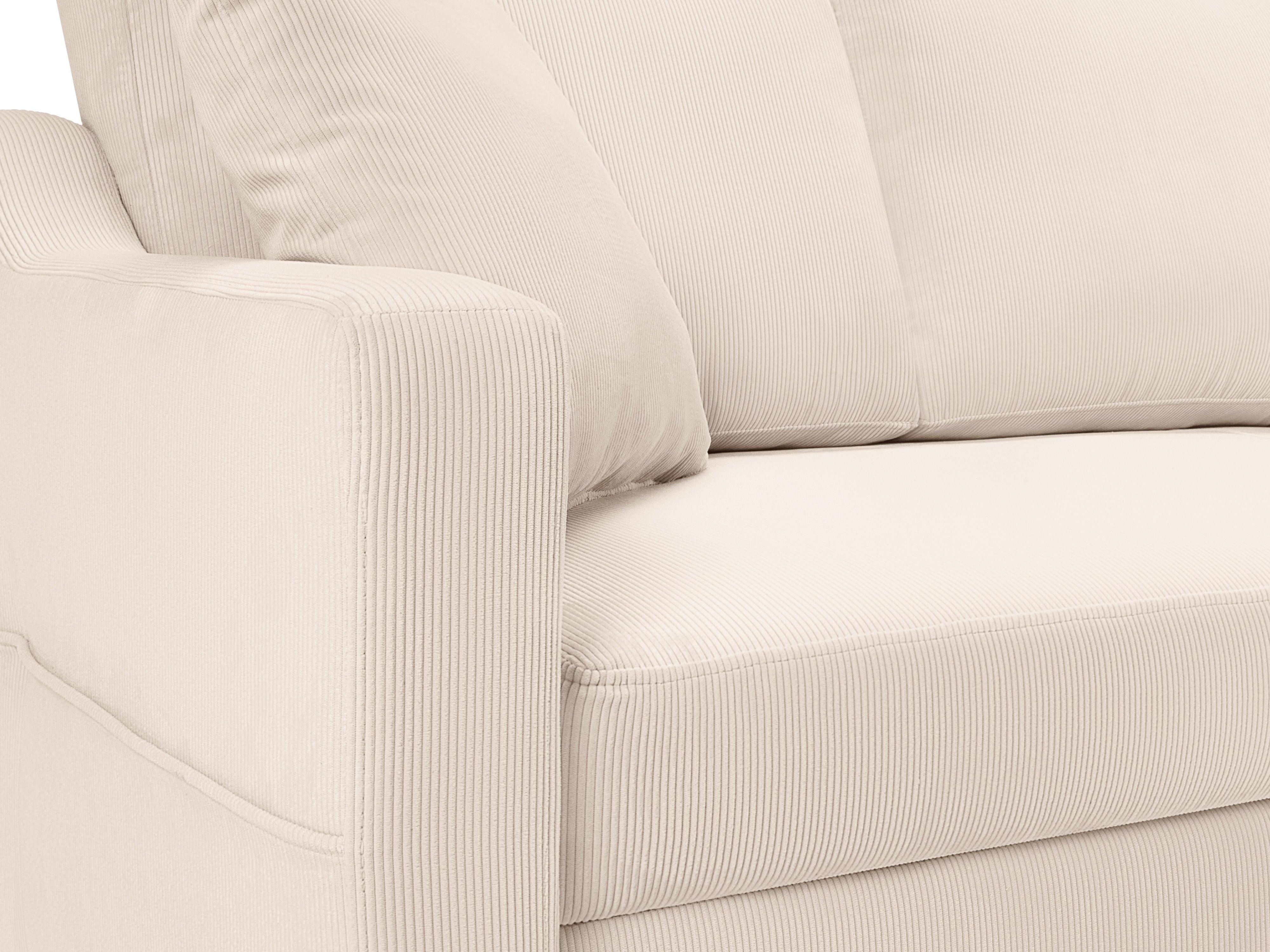 Narożnik prawostronny sztruksowy z funkcją spania ROSE beżowy Mazzini Sofas Eye on Design