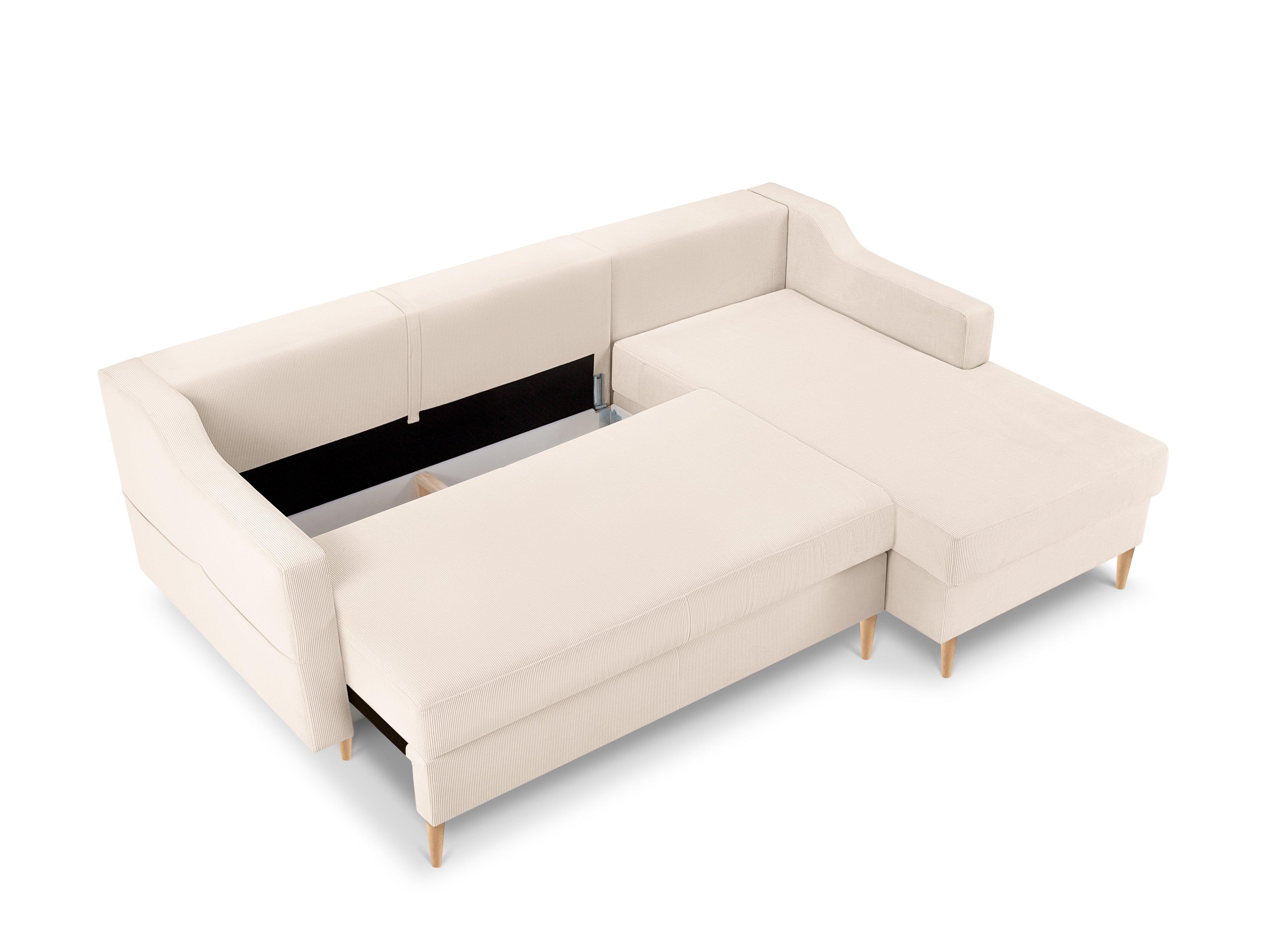 Narożnik prawostronny sztruksowy z funkcją spania ROSE beżowy Mazzini Sofas Eye on Design
