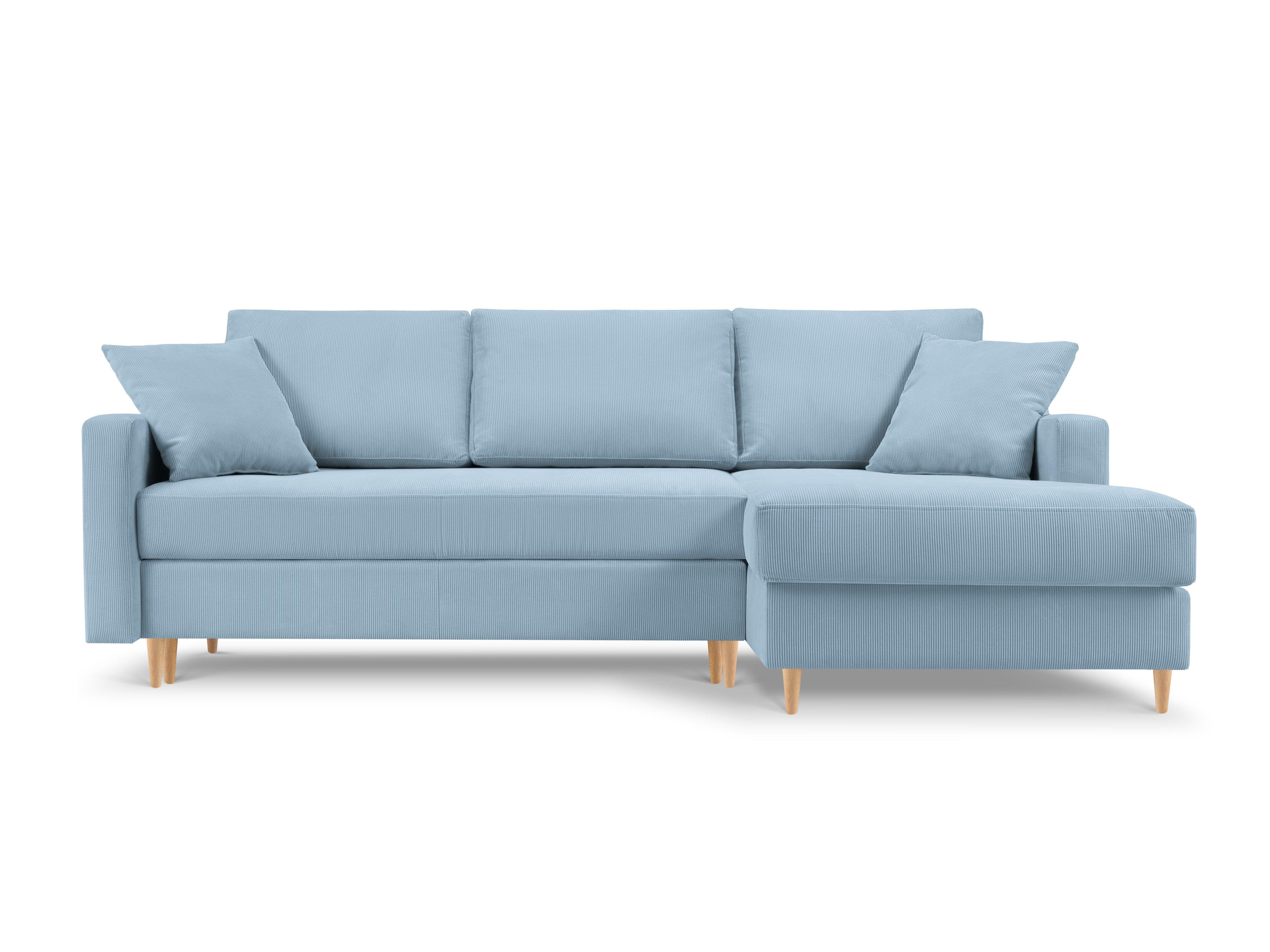 Narożnik prawostronny sztruksowy z funkcją spania ROSE jasnoniebieski Mazzini Sofas Eye on Design