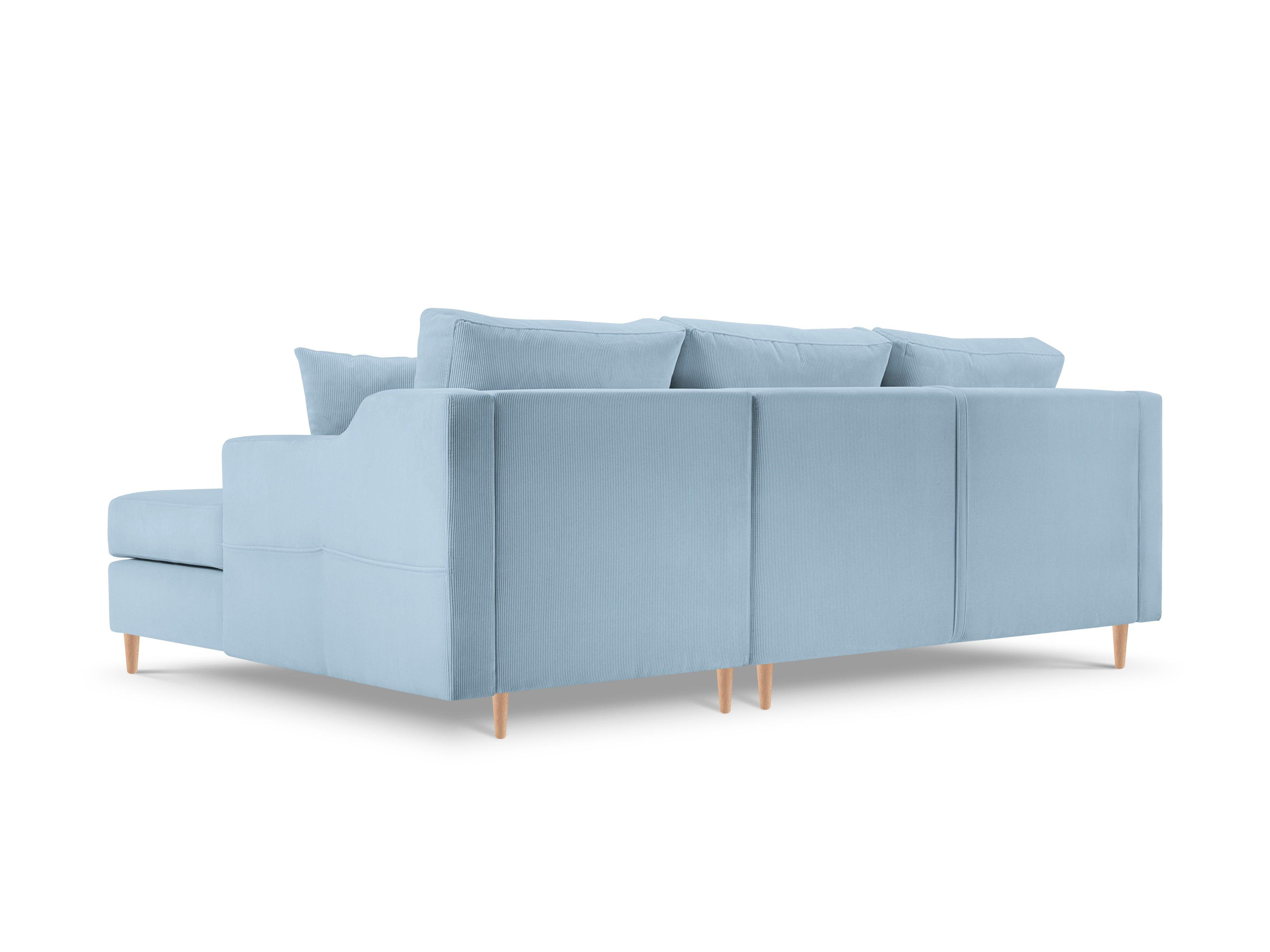 Narożnik prawostronny sztruksowy z funkcją spania ROSE jasnoniebieski Mazzini Sofas Eye on Design