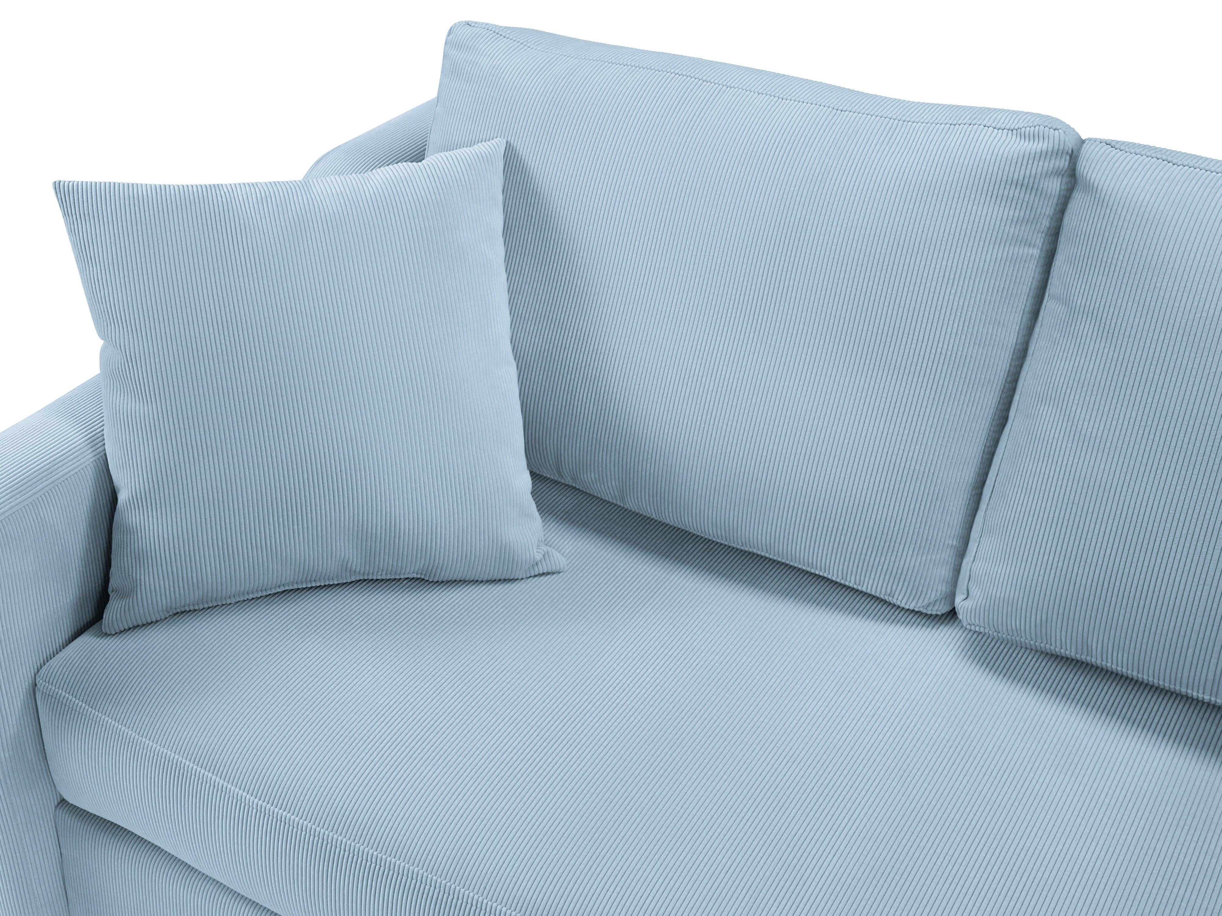 Narożnik prawostronny sztruksowy z funkcją spania ROSE jasnoniebieski Mazzini Sofas Eye on Design