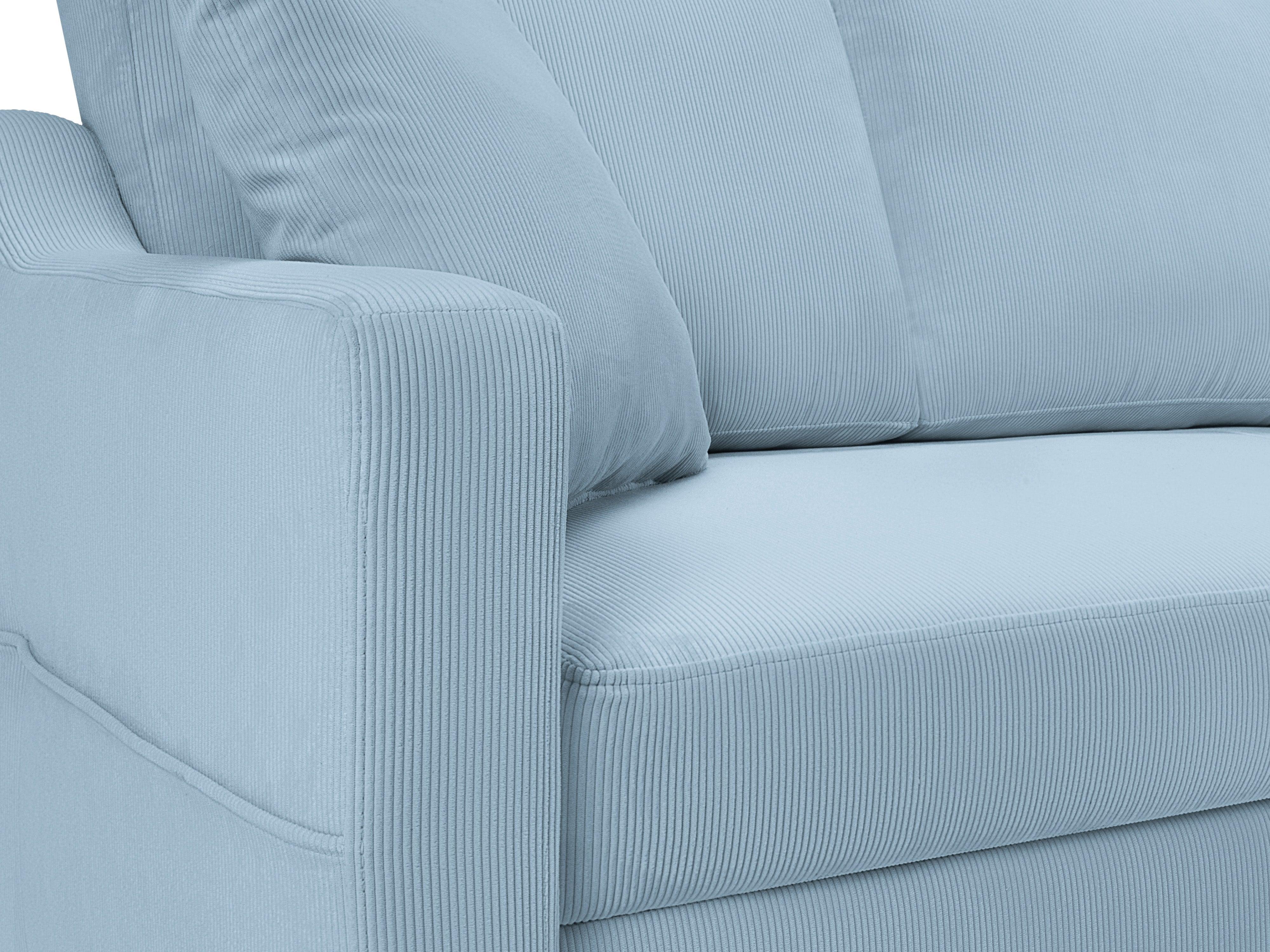 Narożnik prawostronny sztruksowy z funkcją spania ROSE jasnoniebieski Mazzini Sofas Eye on Design