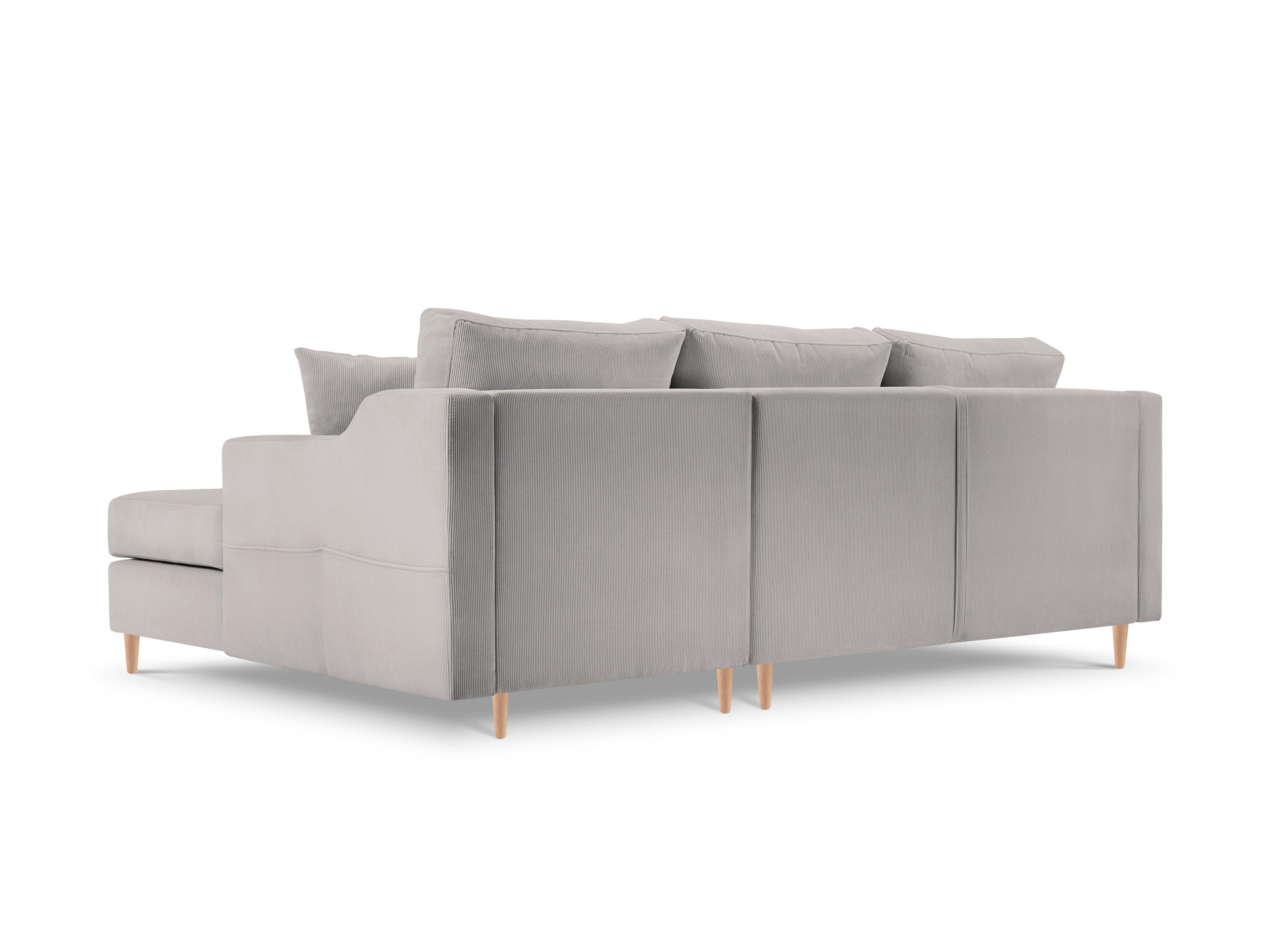 Narożnik prawostronny sztruksowy z funkcją spania ROSE jasnoszary Mazzini Sofas Eye on Design