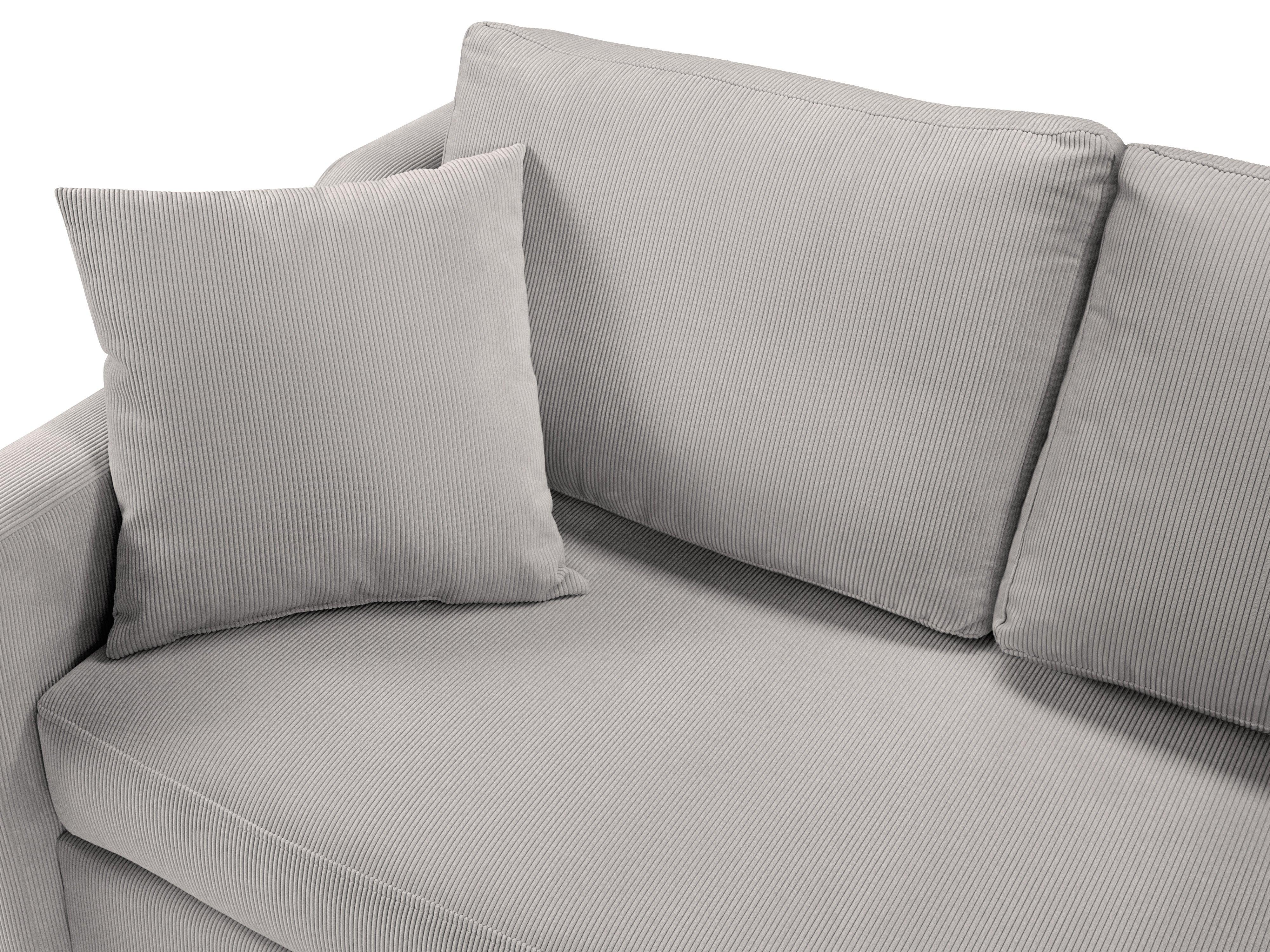 Narożnik prawostronny sztruksowy z funkcją spania ROSE jasnoszary Mazzini Sofas Eye on Design