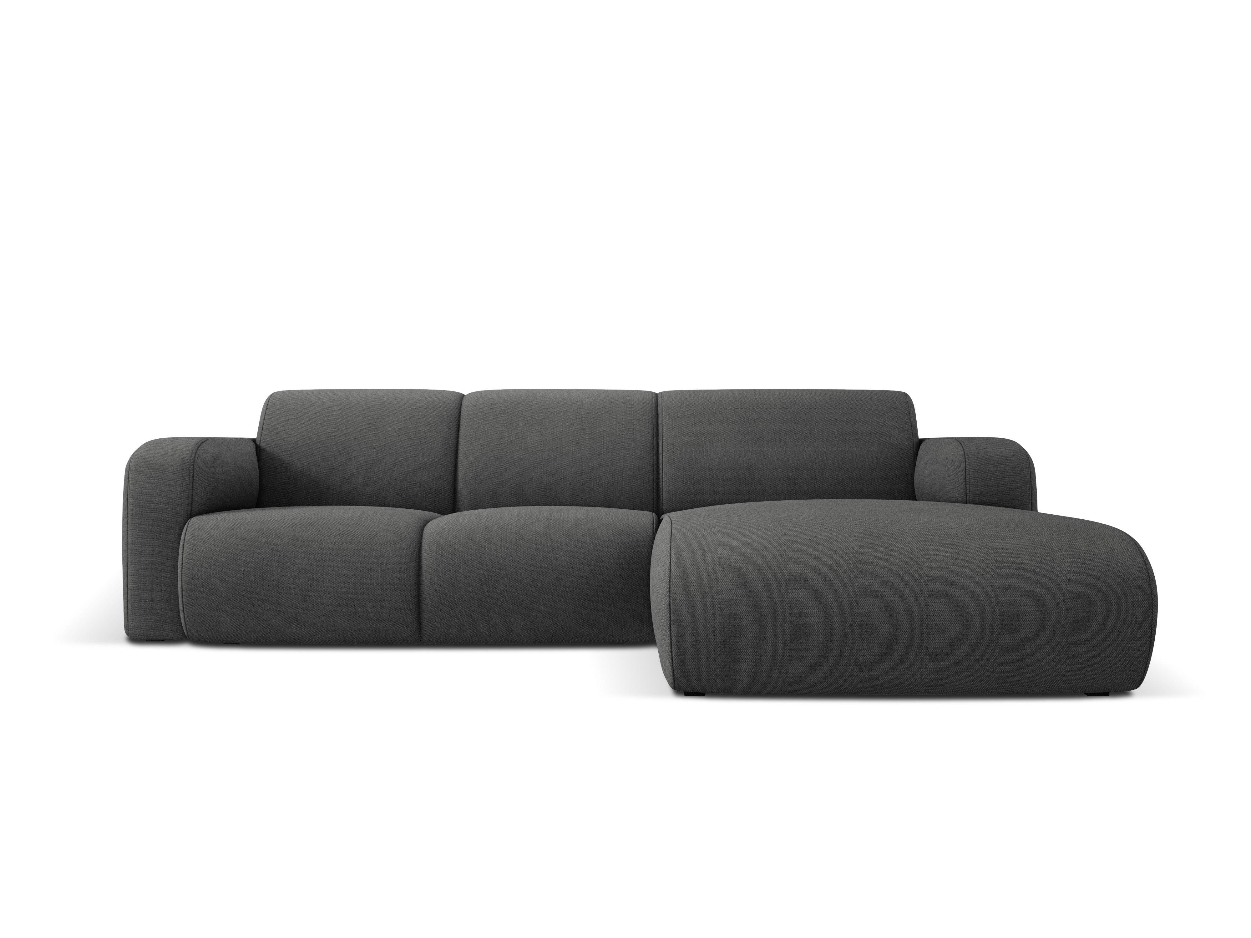 Narożnik prawostronny w tkaninie chenillowej 4-osobowy LOLA ciemnoszary Windsor & Co Eye on Design