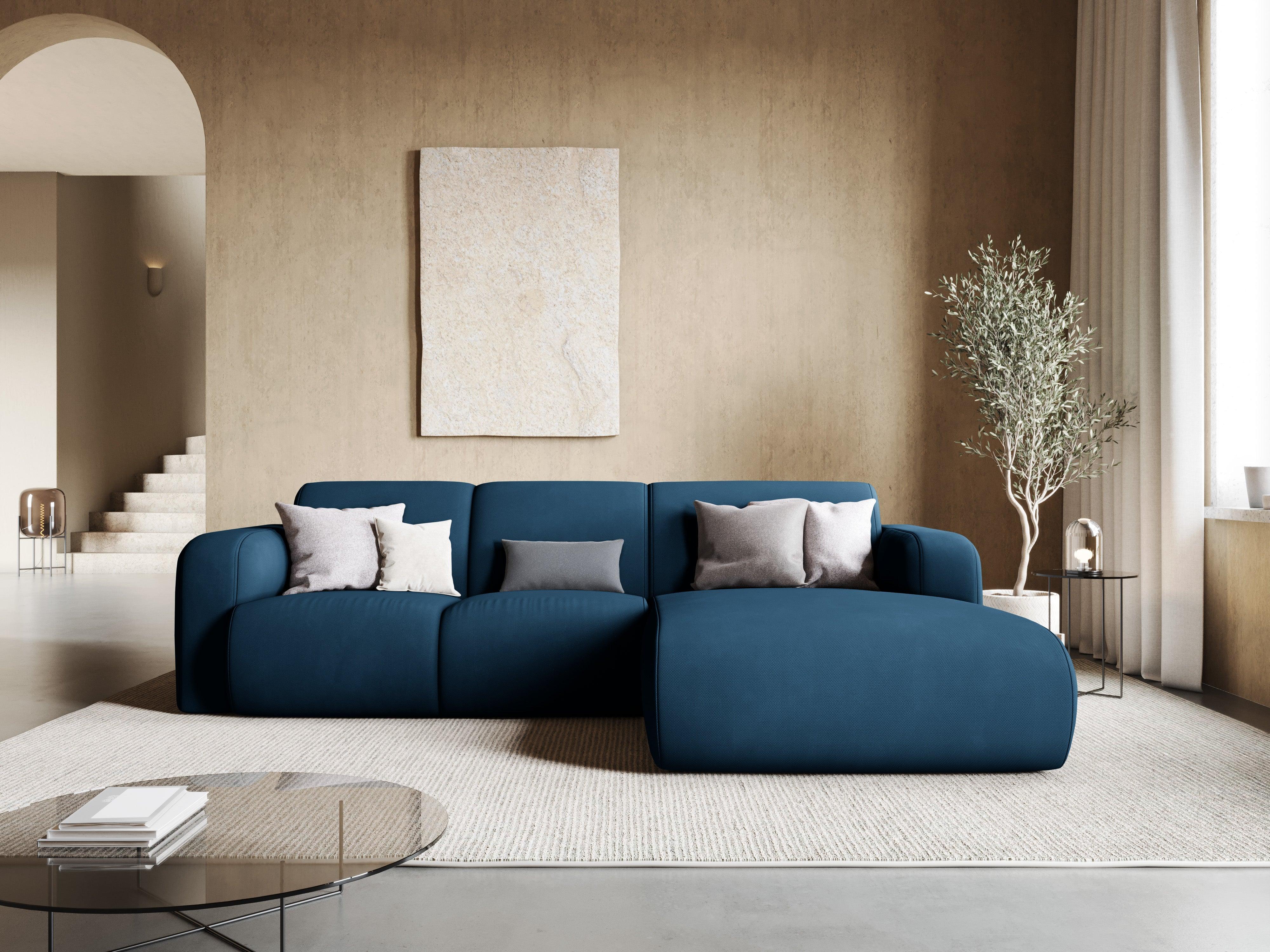 Narożnik prawostronny w tkaninie chenillowej 4-osobowy LOLA królewski niebieski Windsor & Co Eye on Design