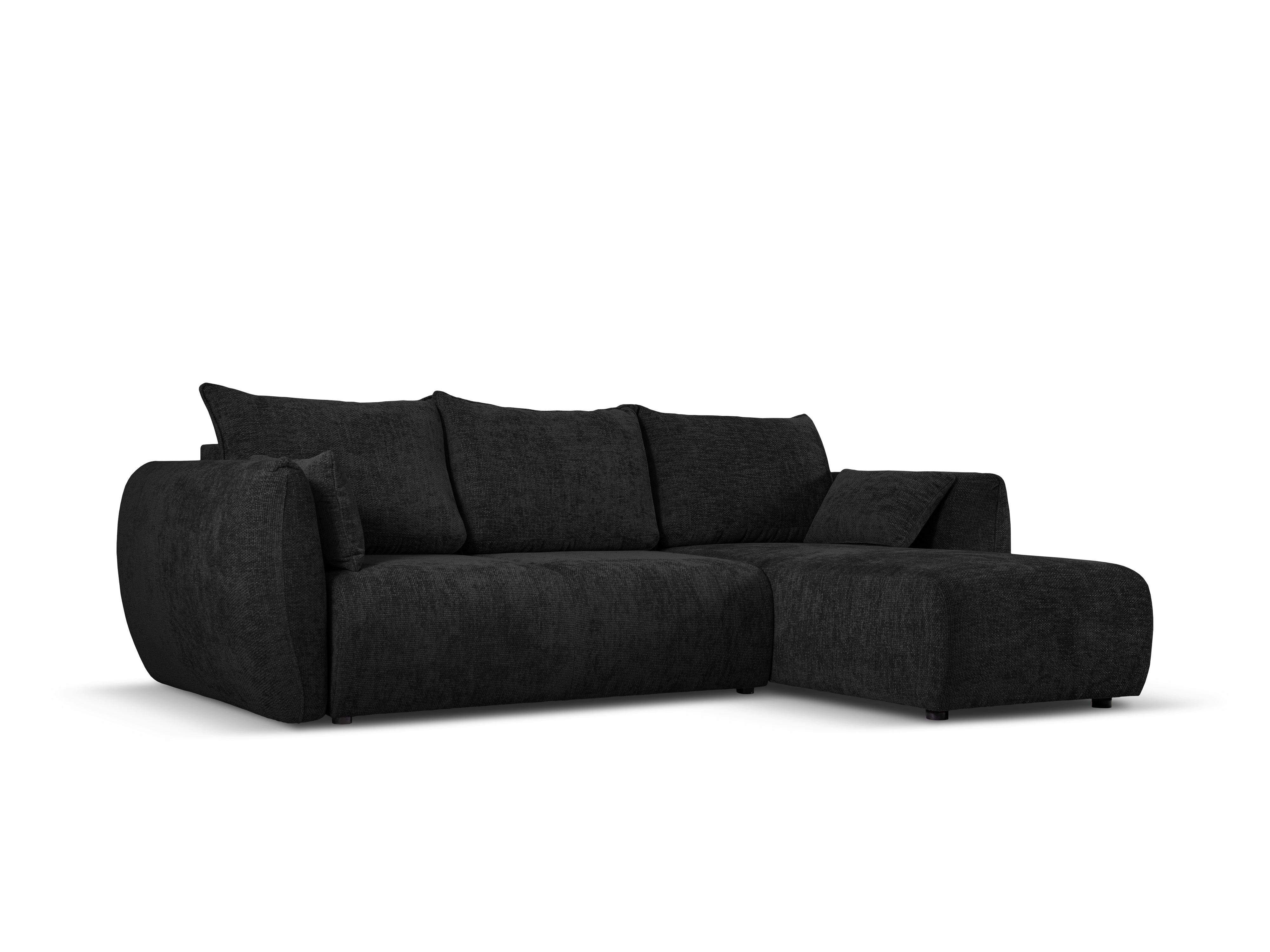 Narożnik prawostronny z funkcją spania MATERA czarny szenil Cosmopolitan Design Eye on Design