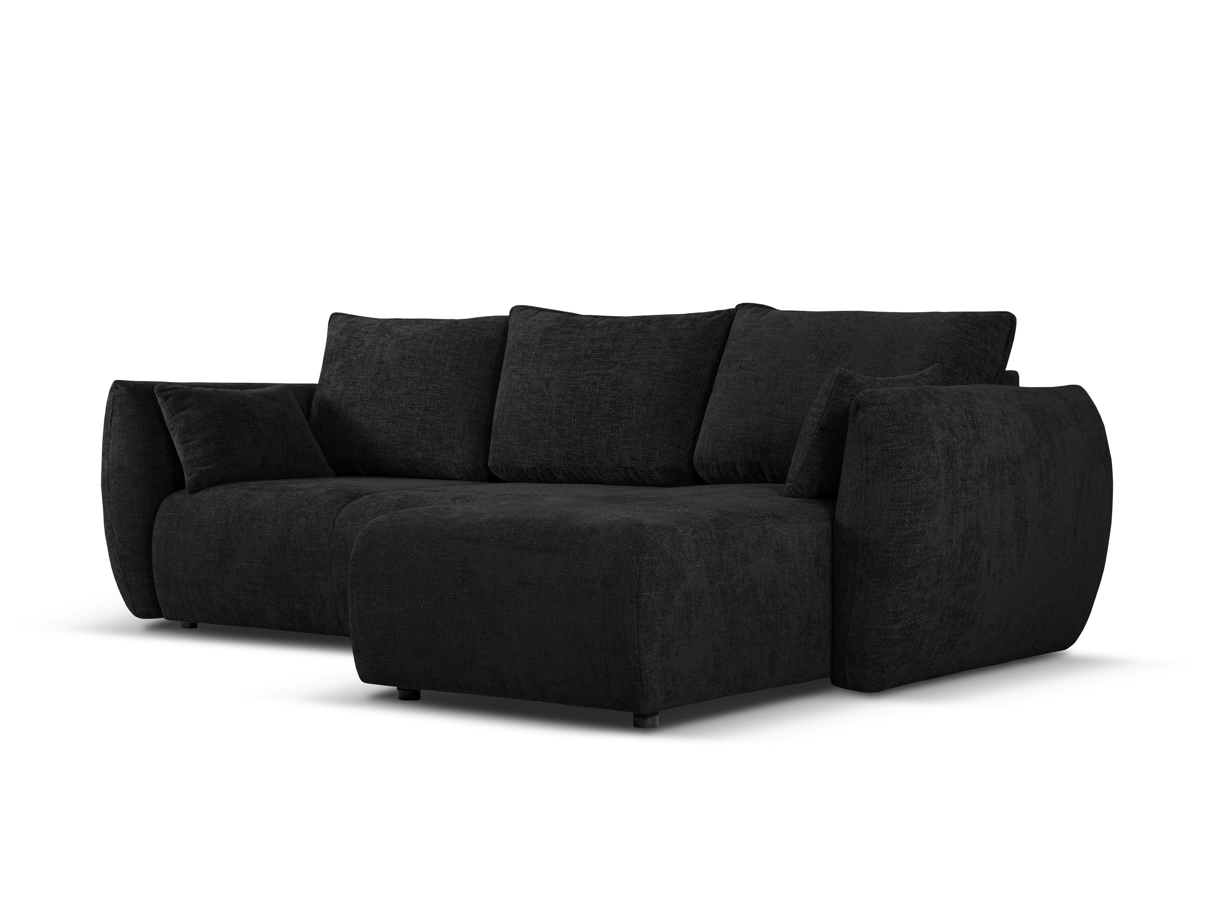 Narożnik prawostronny z funkcją spania MATERA czarny szenil Cosmopolitan Design Eye on Design