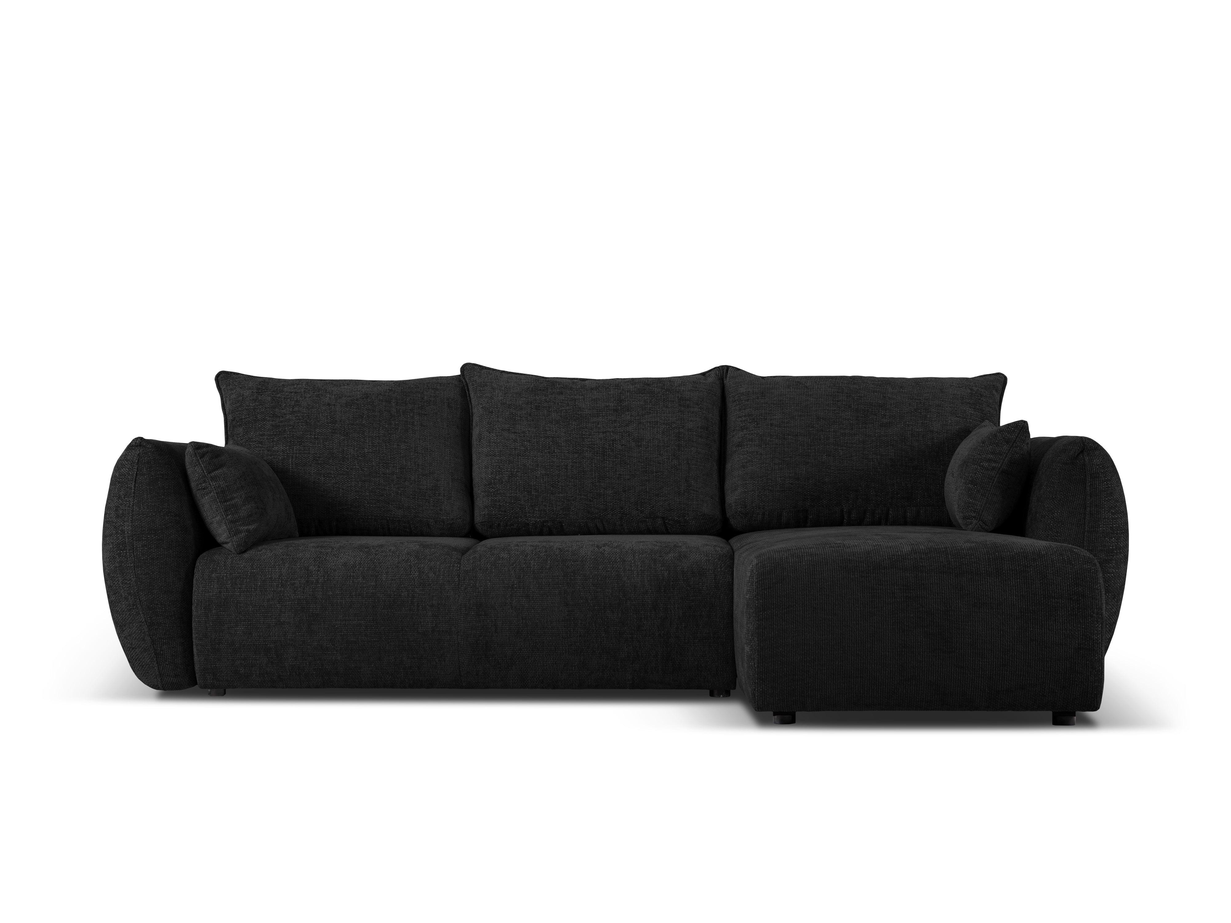 Narożnik prawostronny z funkcją spania MATERA czarny szenil Cosmopolitan Design Eye on Design