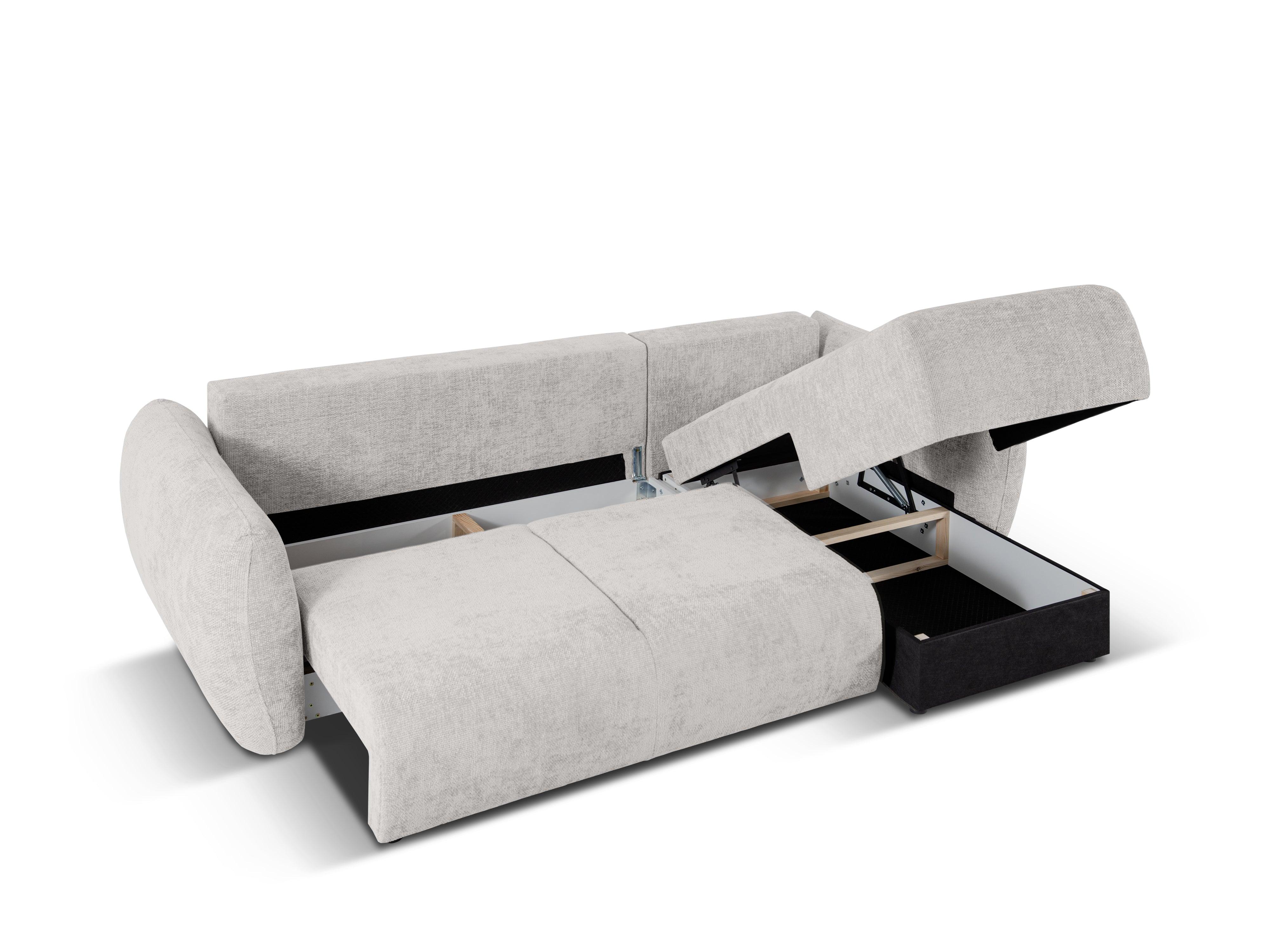 Narożnik prawostronny z funkcją spania MATERA jasnoszary szenil Cosmopolitan Design Eye on Design