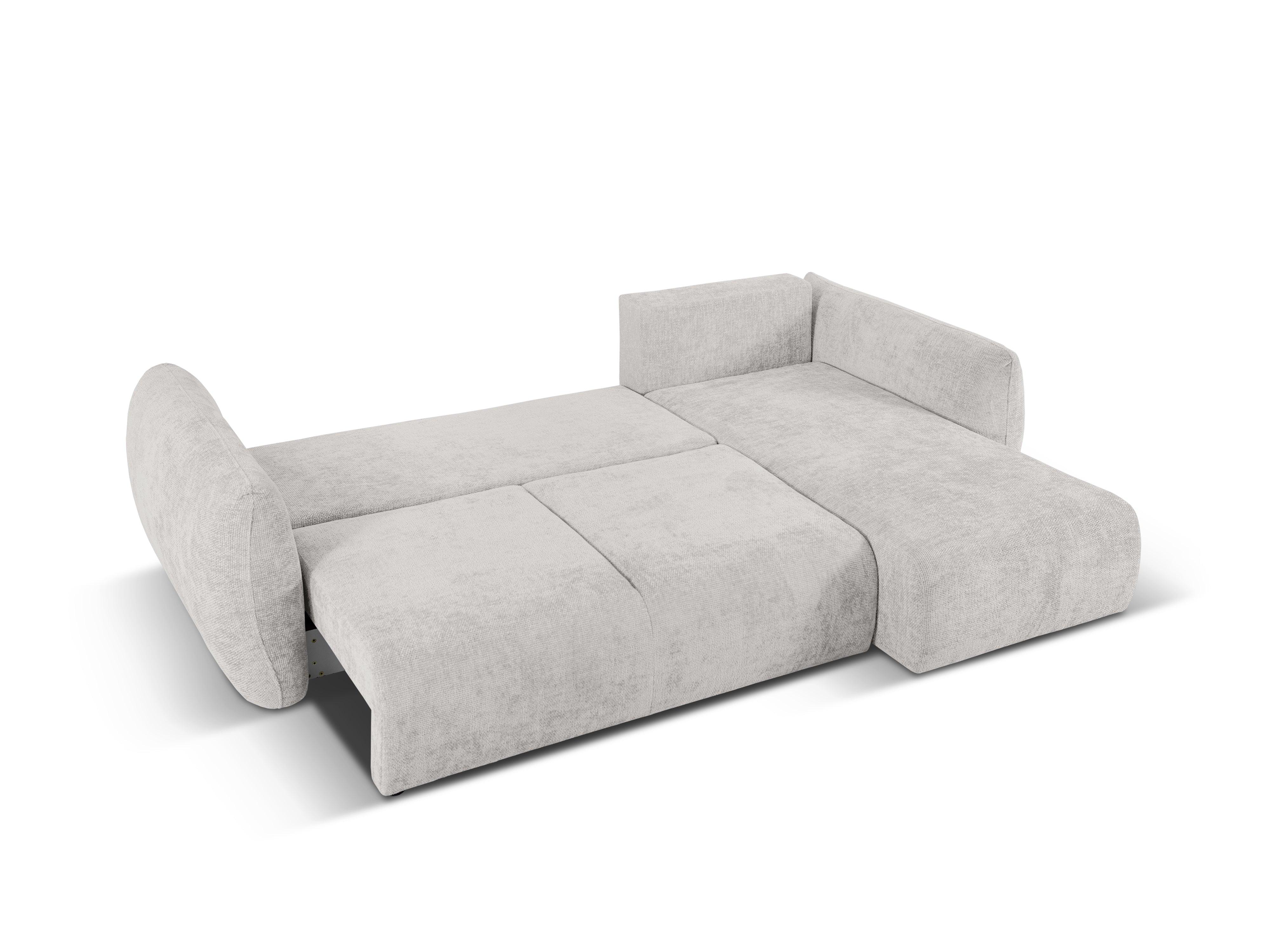 Narożnik prawostronny z funkcją spania MATERA jasnoszary szenil Cosmopolitan Design Eye on Design