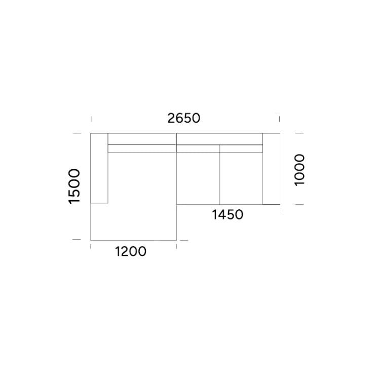 Narożnik rozkładany prawostronny TYBERIAS Rosanero 265x150x145 cm Grupa 0 Eye on Design