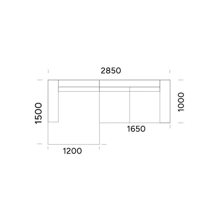 Narożnik rozkładany prawostronny TYBERIAS Rosanero 285x150x165 cm Grupa 0 Eye on Design