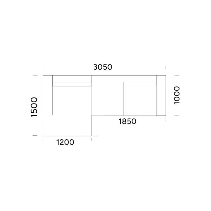 Narożnik rozkładany prawostronny TYBERIAS Rosanero 305x150 cm Grupa 0 Eye on Design